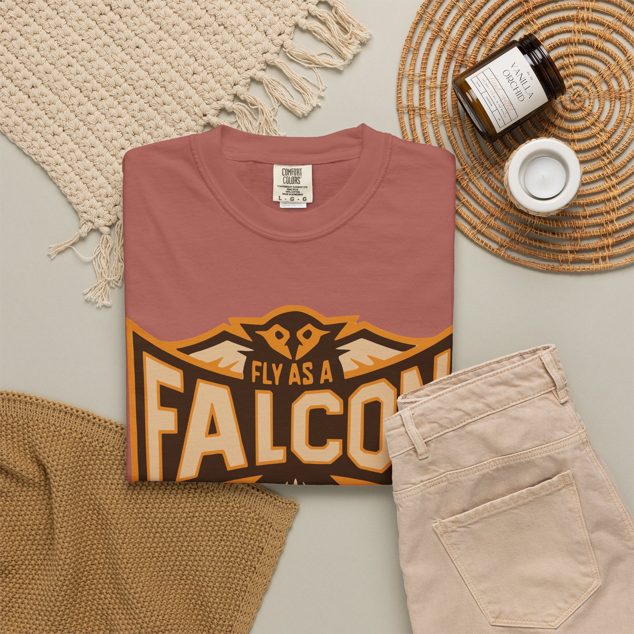 Fly As A Falcon T-Shirt | Sepia