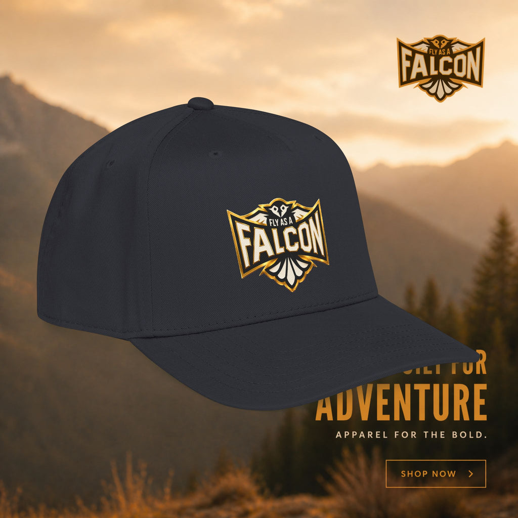 Fly As A Falcon Mid Profile Baseball Cap | Black & Gold Collection 01