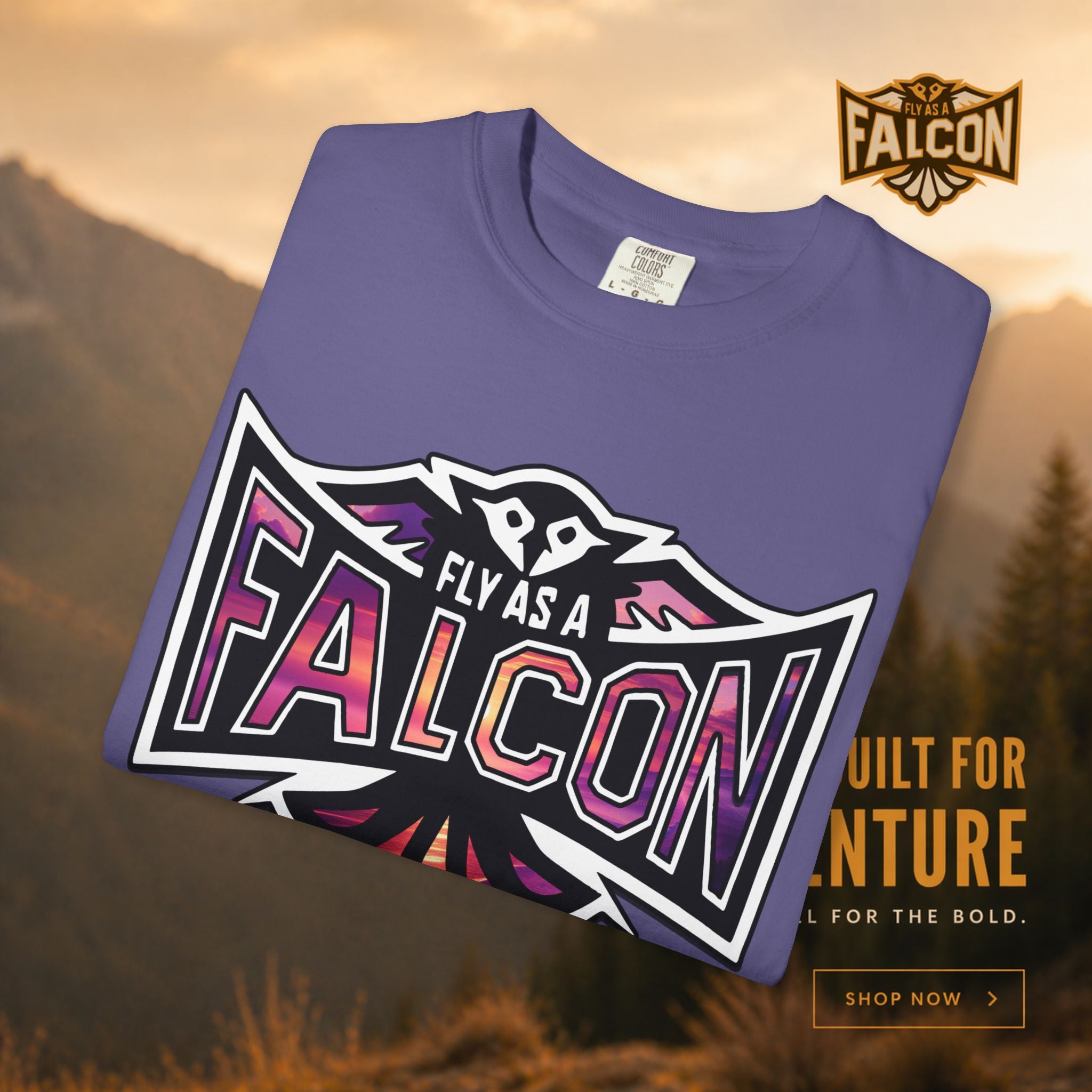 Fly As A Falcon Athletic Logo T-Shirt | Ocean Set