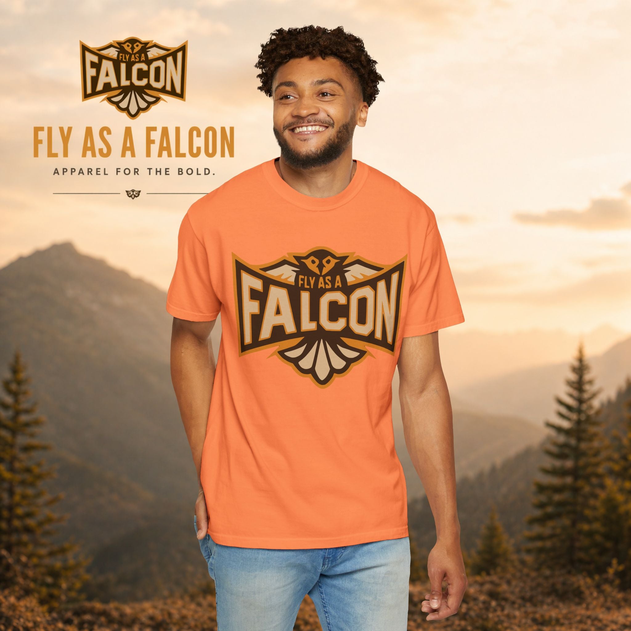 Fly As A Falcon T-Shirt | Sepia