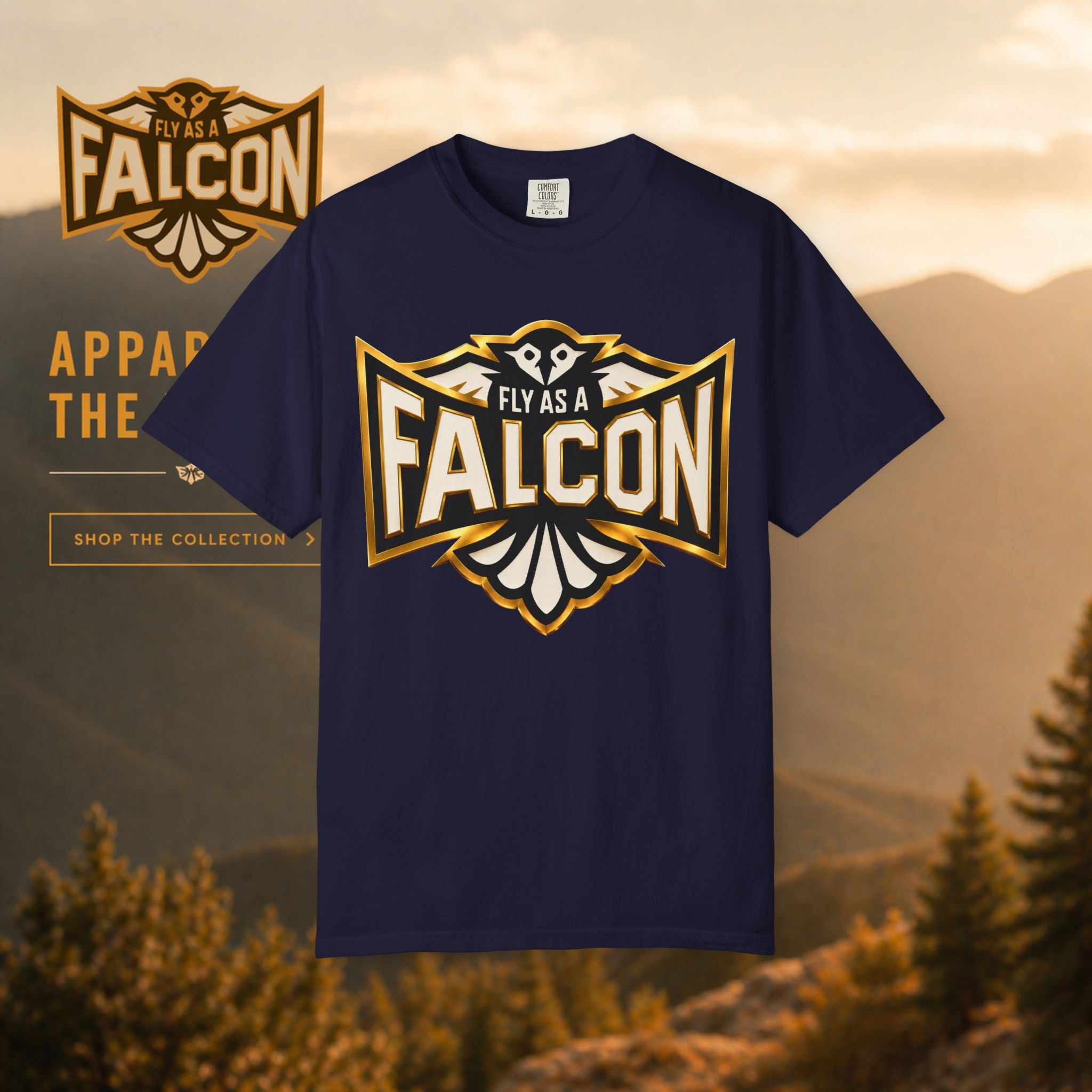 Fly As A Falcon Graphic T-Shirt | Black & Gold Collection 01