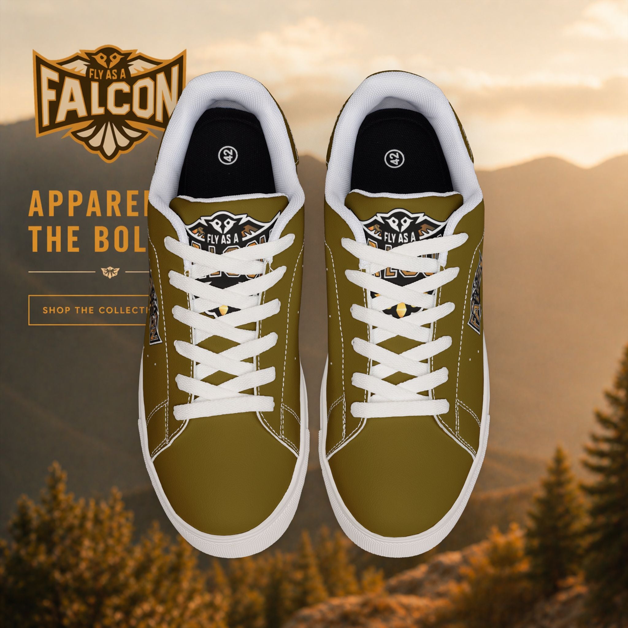 Fly As A Falcon Leather Sneakers | Golden Haze
