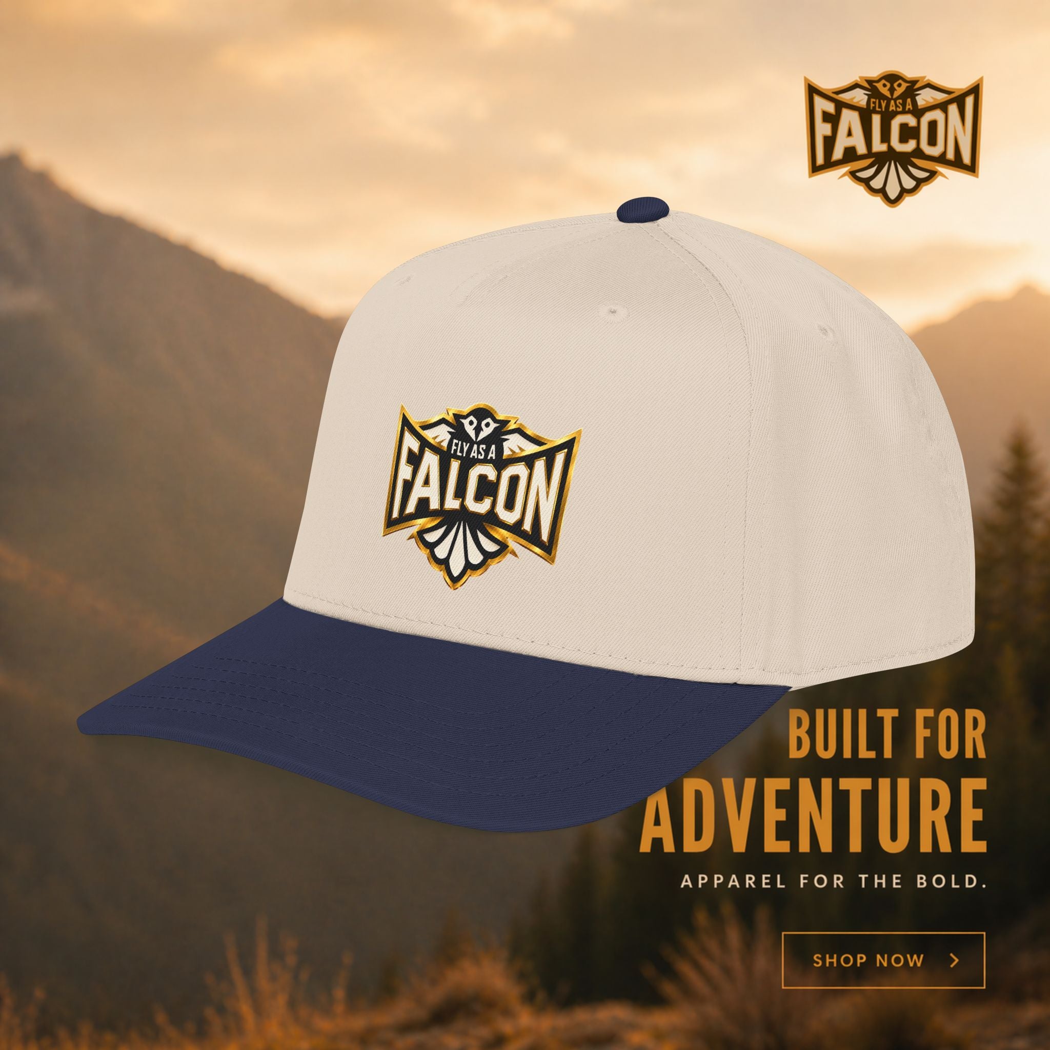 Fly As A Falcon Mid Profile Baseball Cap | Black & Gold Collection 01