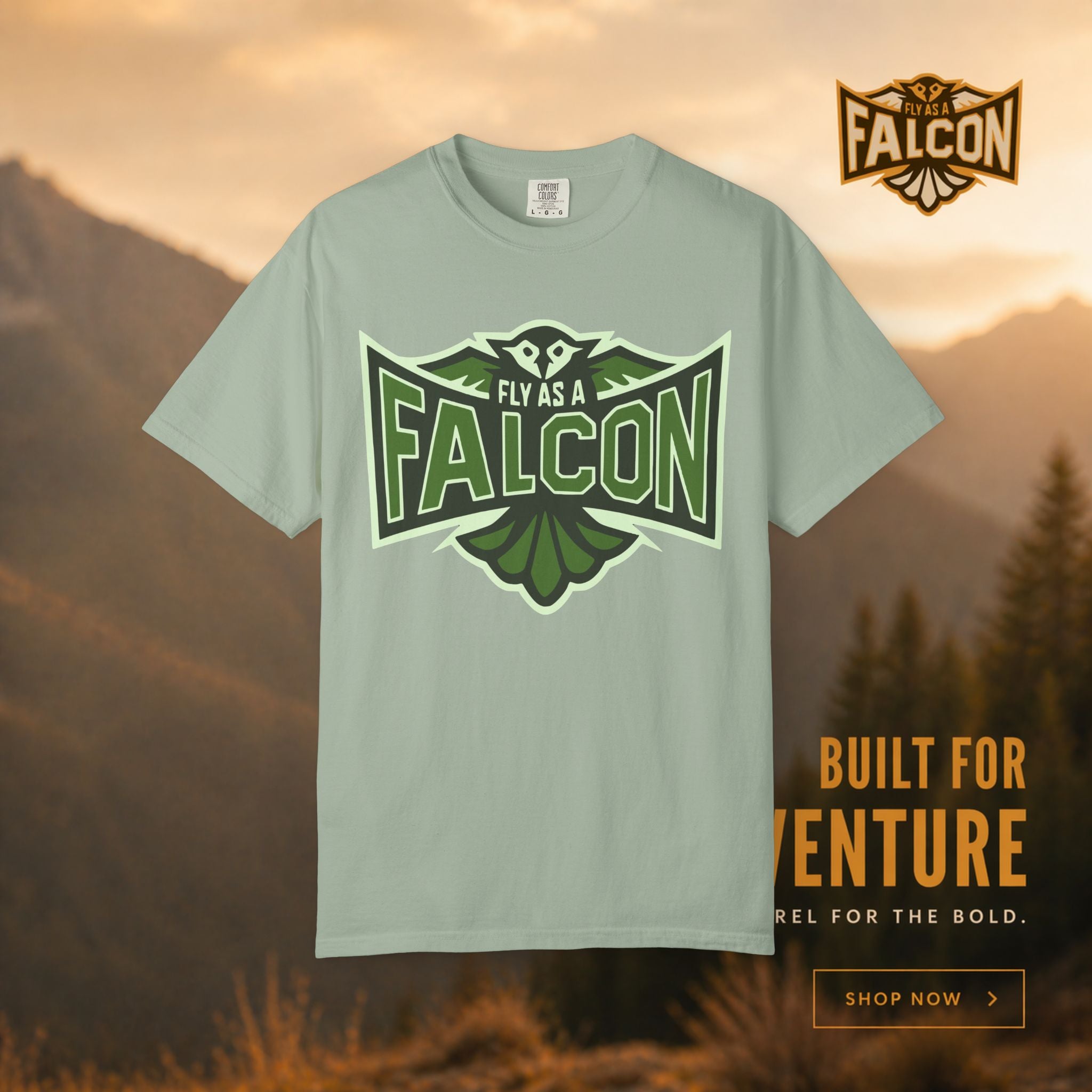 Fly As A Falcon T-Shirt | Forest Ash Retro