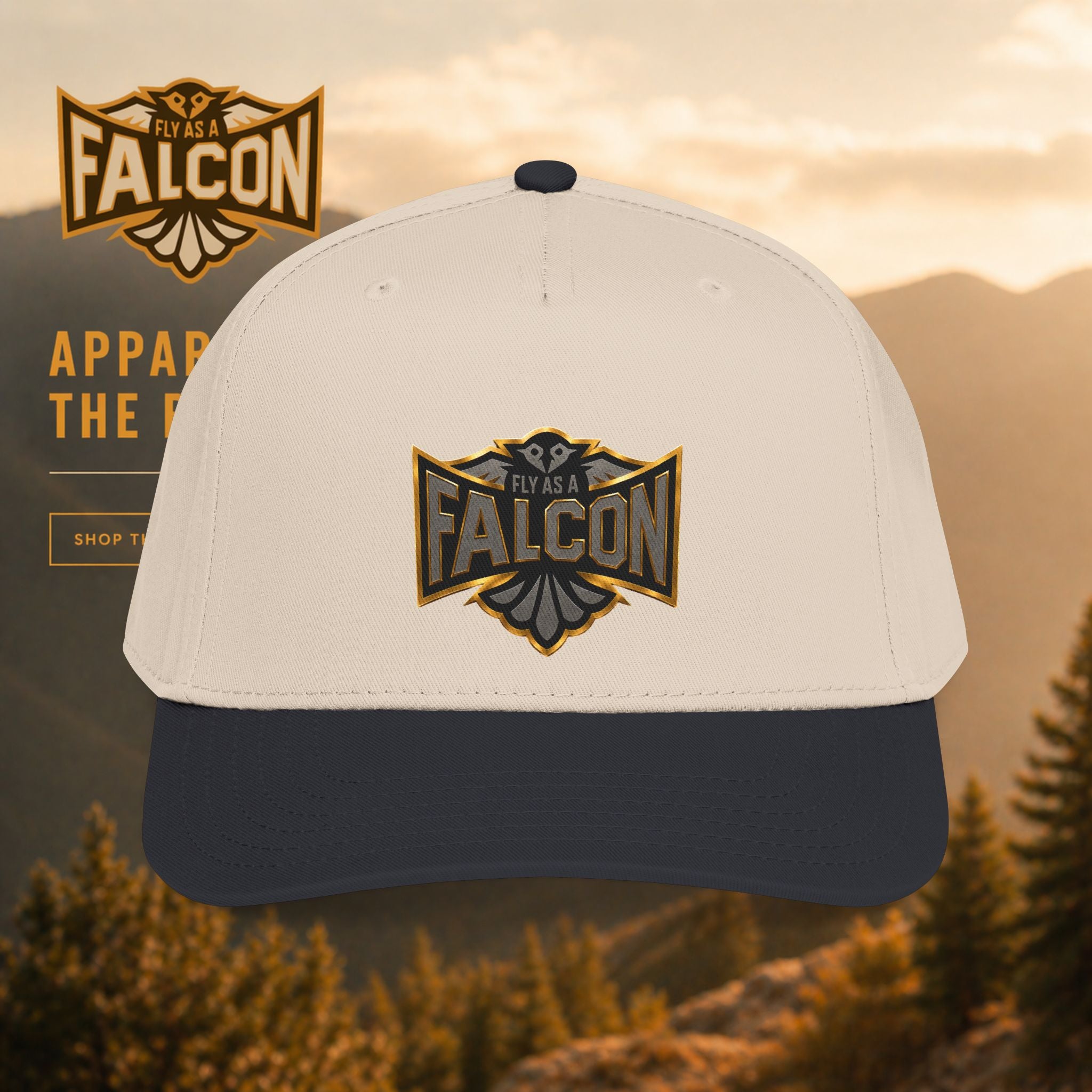 Fly As A Falcon Mid Profile Baseball Cap | Black & Gold Collection 02