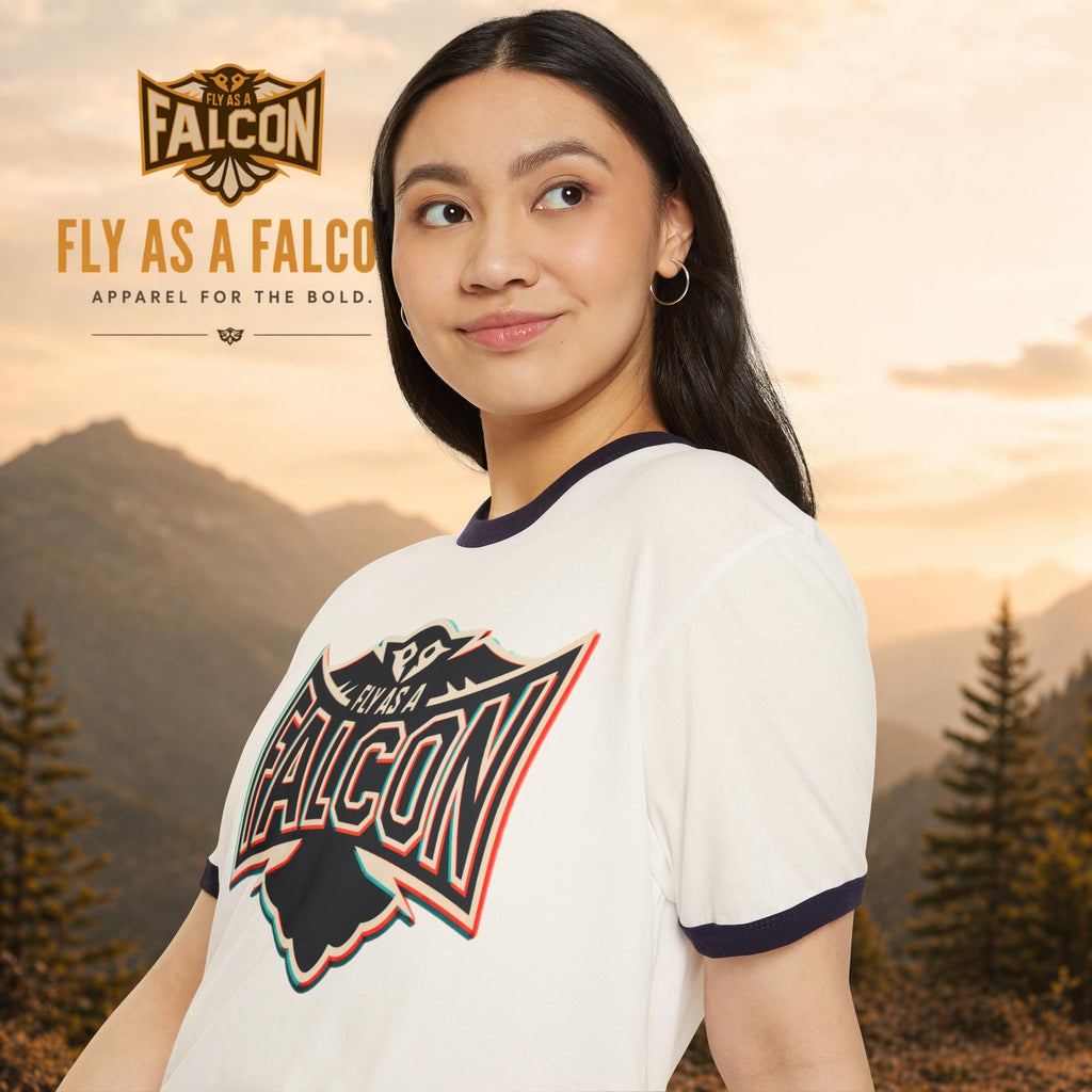 Fly As A Falcon Ringer T-Shirt | Retro 3D model profile