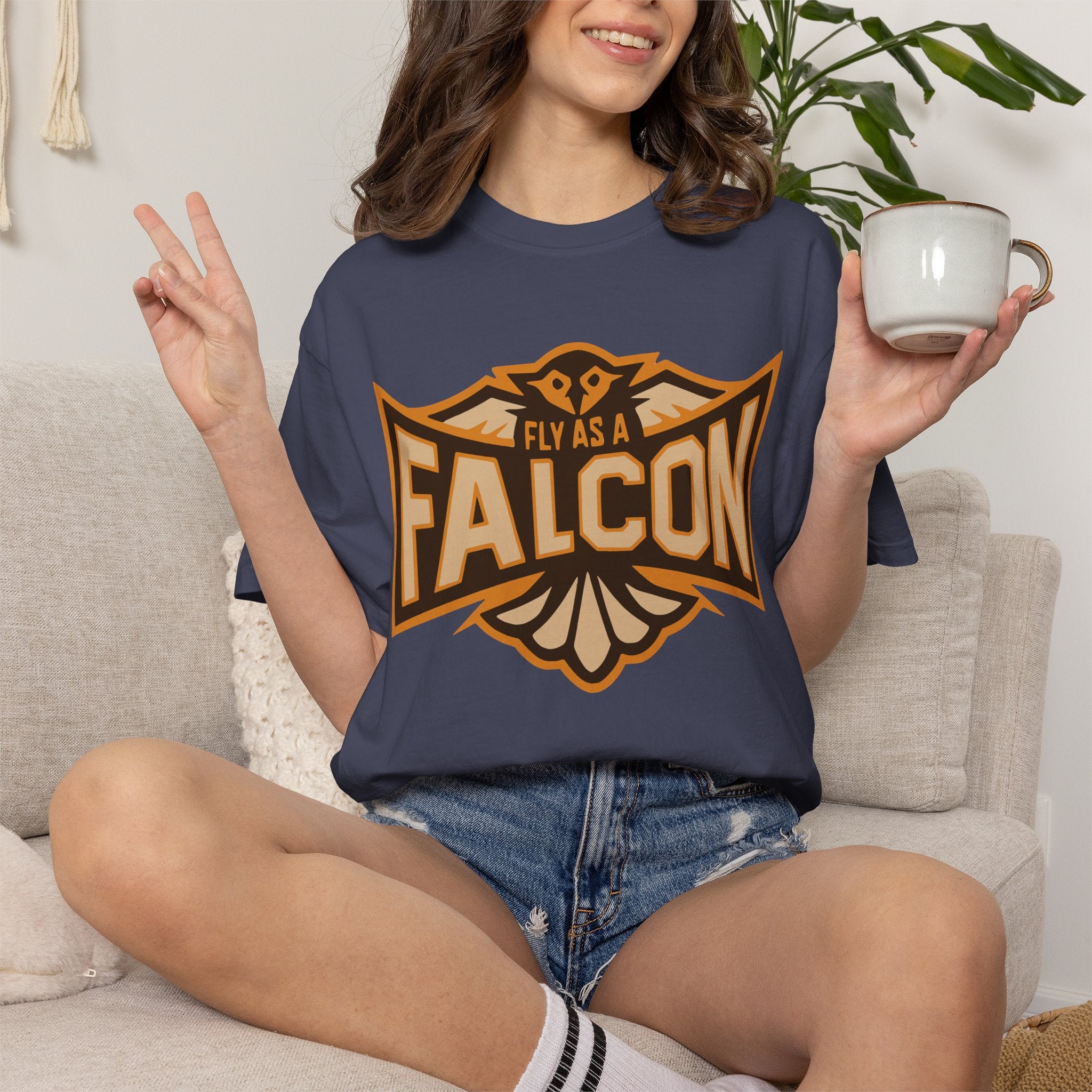 Fly As A Falcon T-Shirt | Sepia