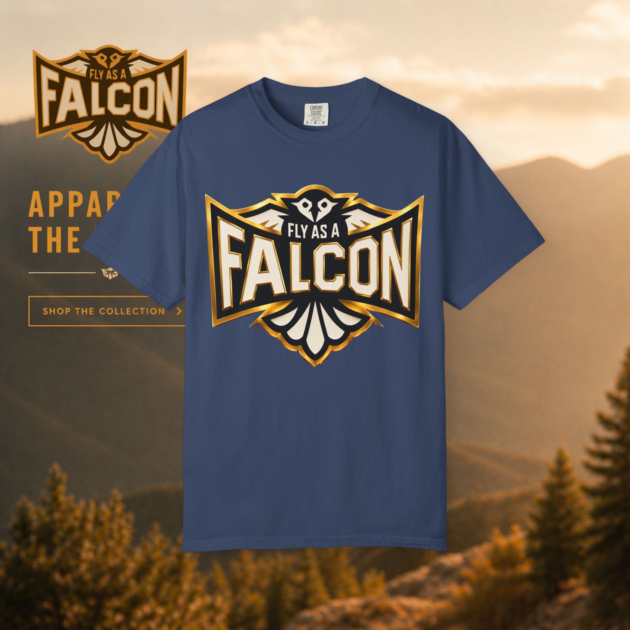 Fly As A Falcon Graphic T-Shirt | Black & Gold Collection 01