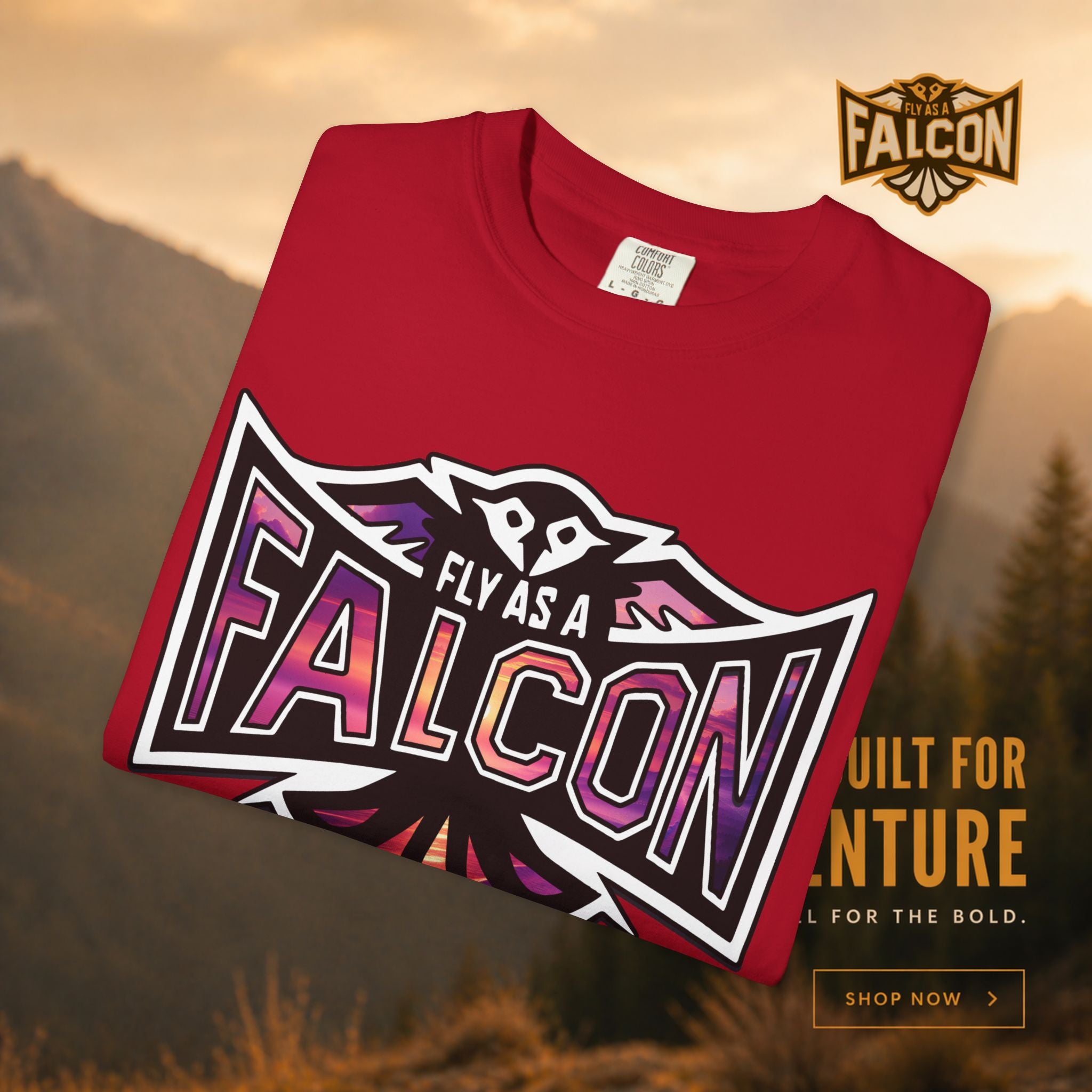 Fly As A Falcon Athletic Logo T-Shirt | Ocean Set