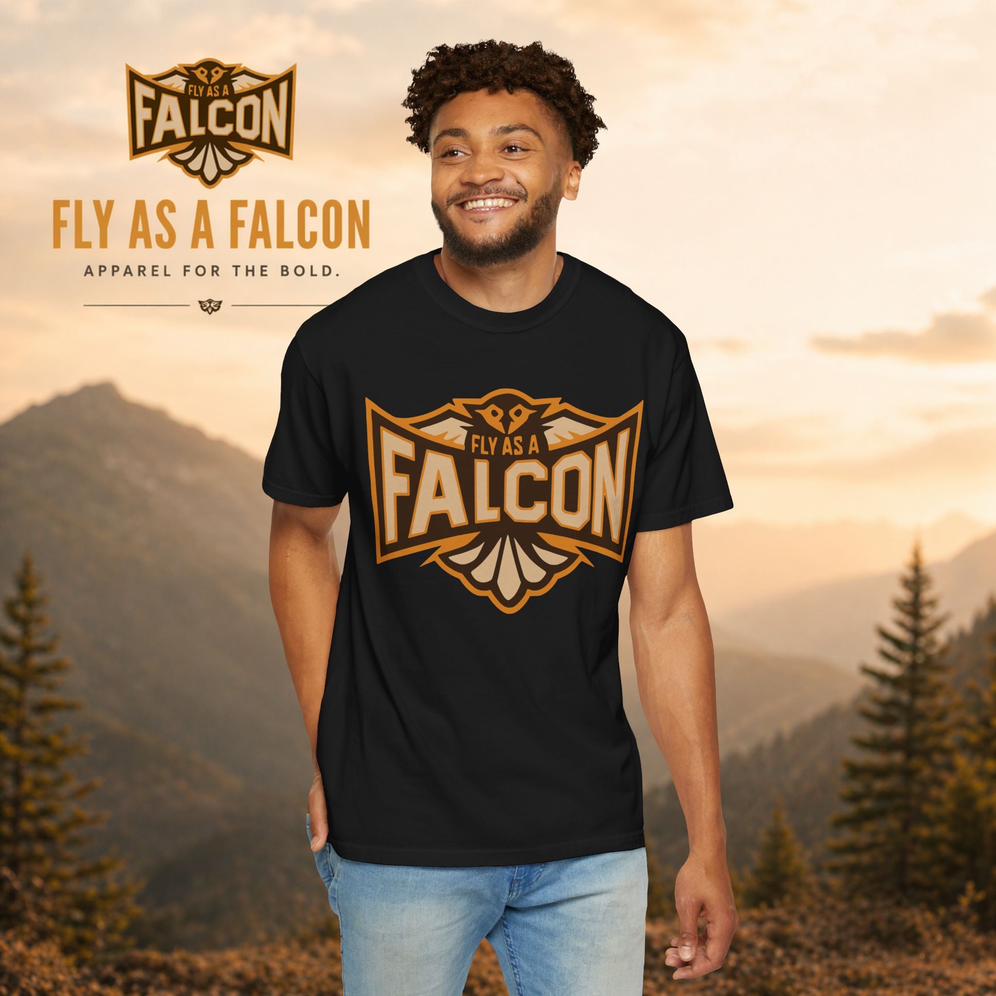 Fly As A Falcon T-Shirt | Sepia