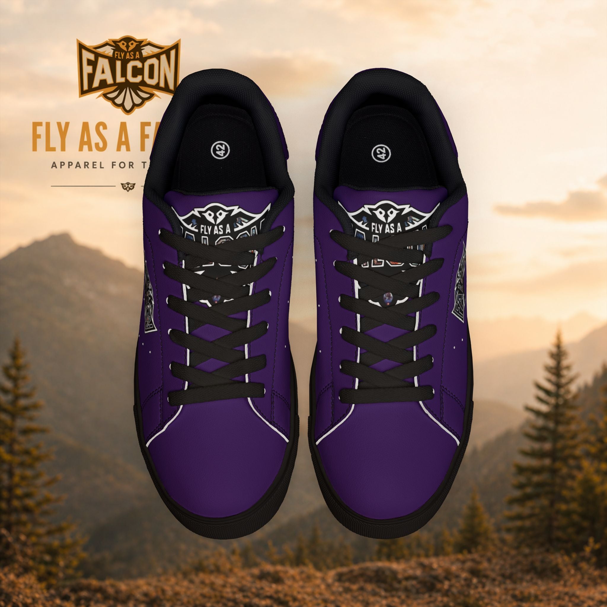 Fly As A Falcon Purple Low-Top Sneakers | Cosmos