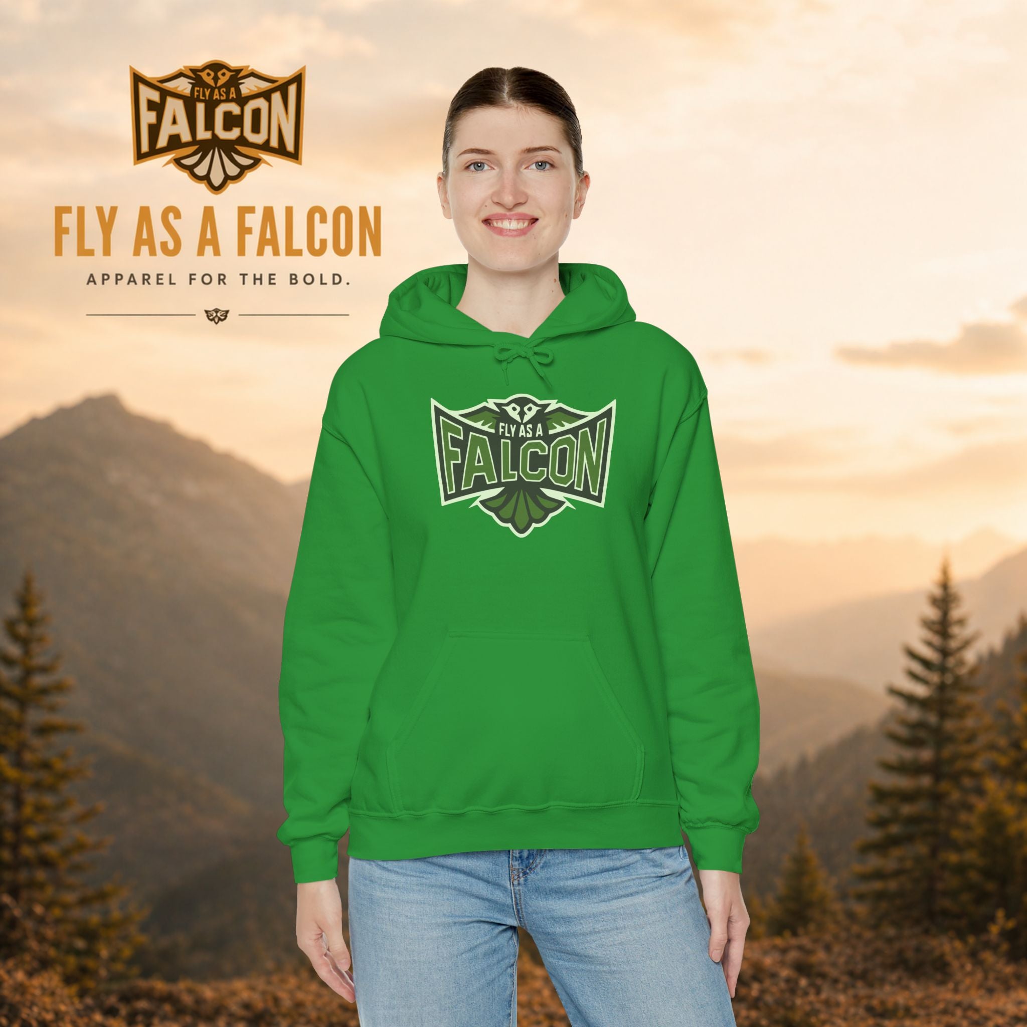Fly As A Falcon Athletic Hoodie | Forest Ash