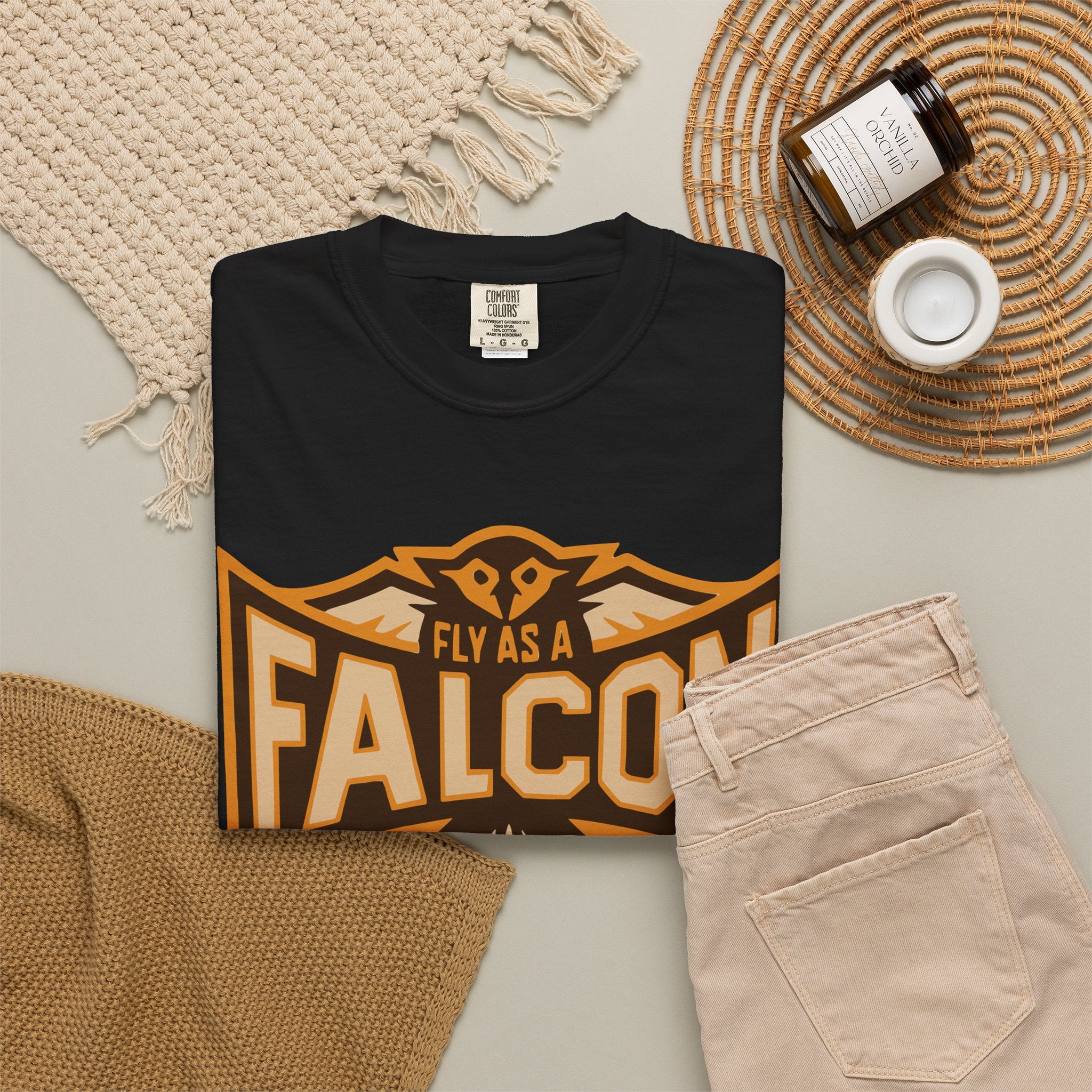 Fly As A Falcon T-Shirt | Sepia