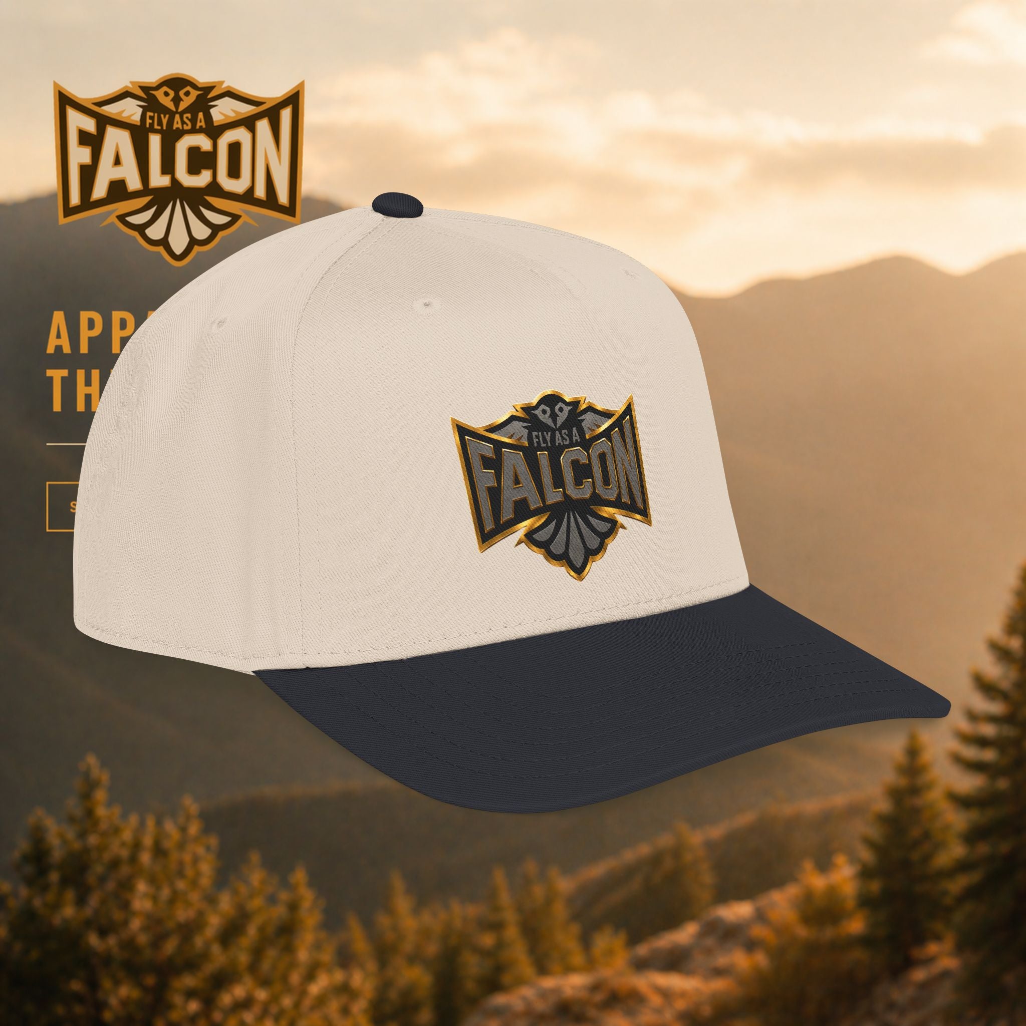 Fly As A Falcon Mid Profile Baseball Cap | Black & Gold Collection 02