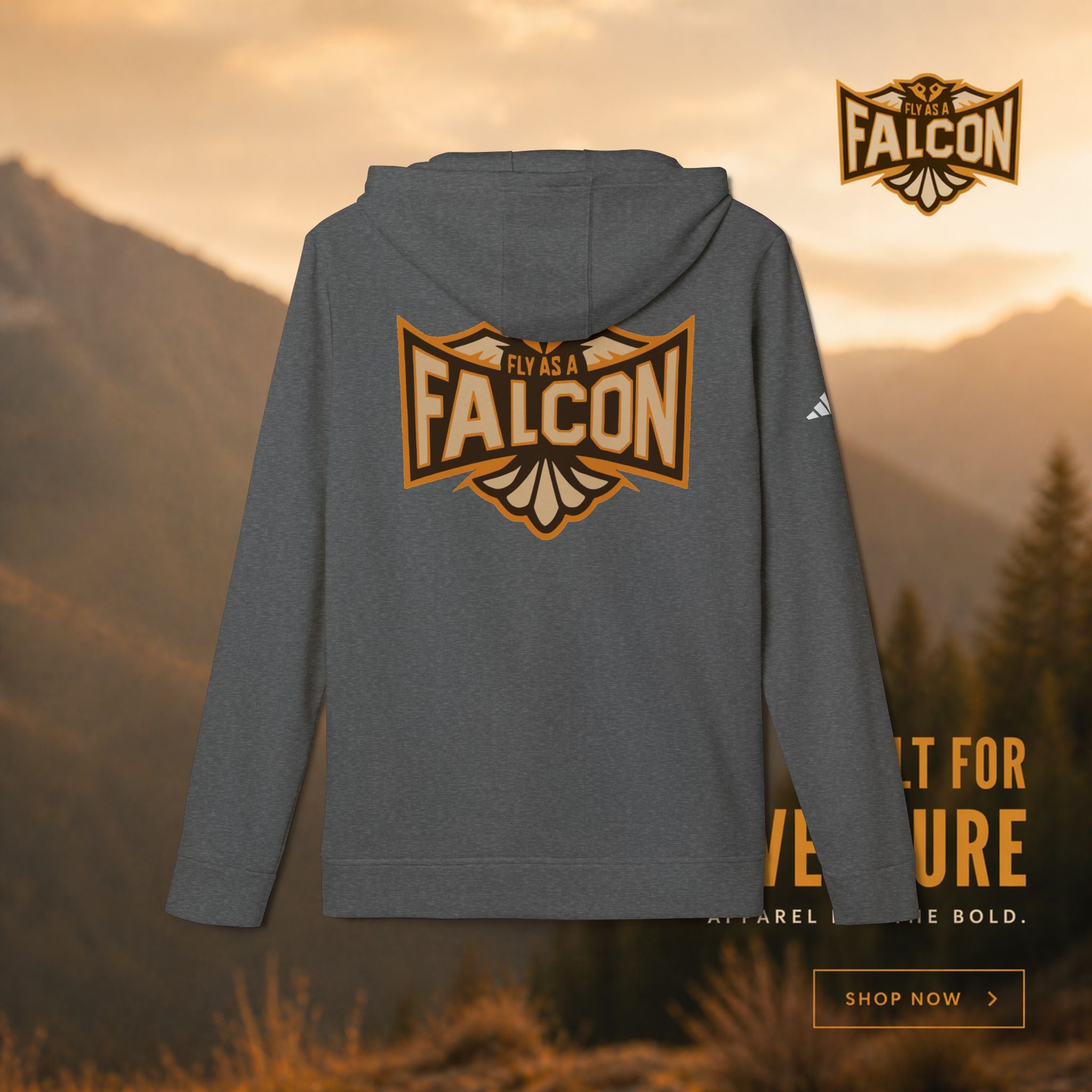 Fly As A Falcon Adidas Pullover Hoodie | Sepia