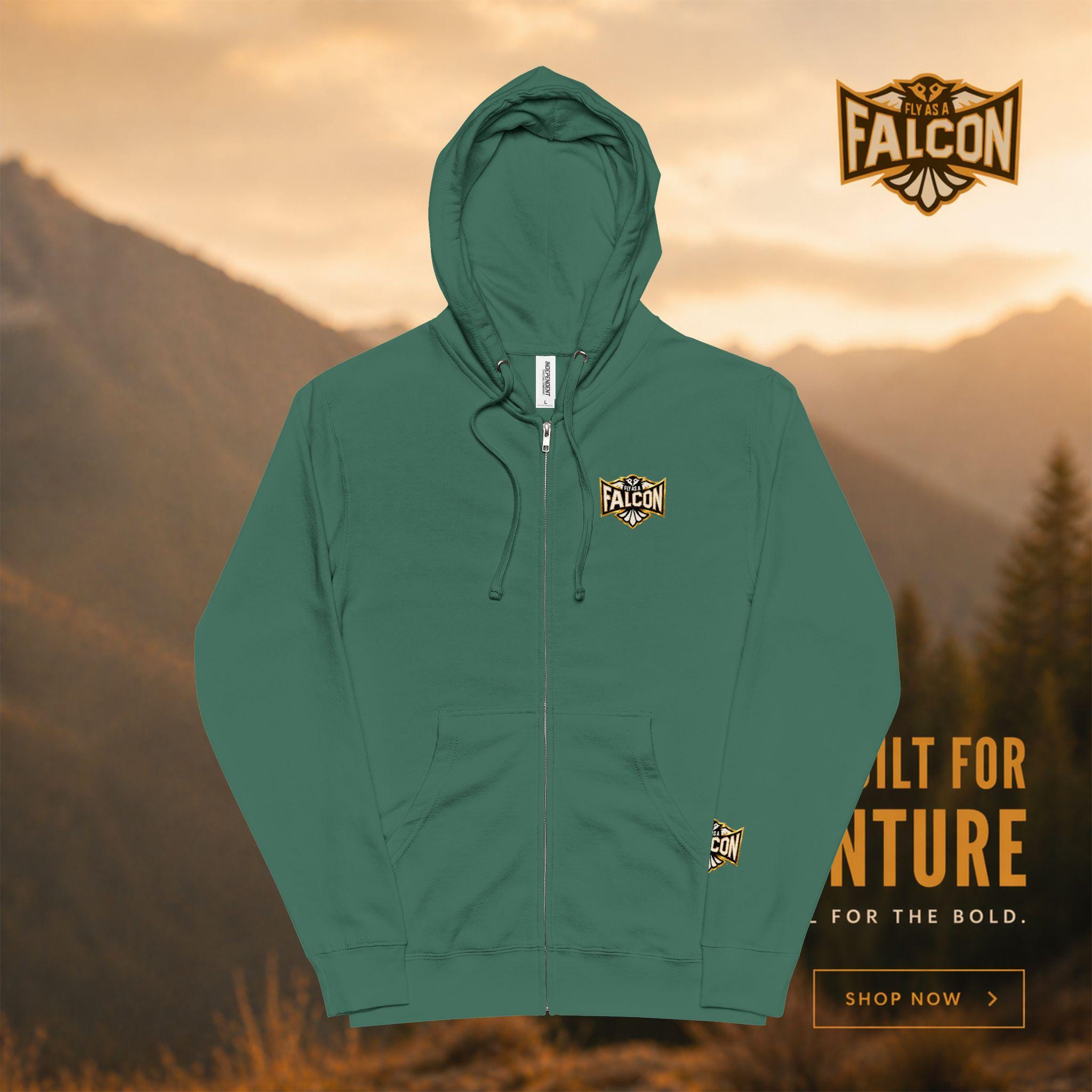 Falcon Logo Zip-Up Hoodie Black and Gold Collection 01 alternate view
