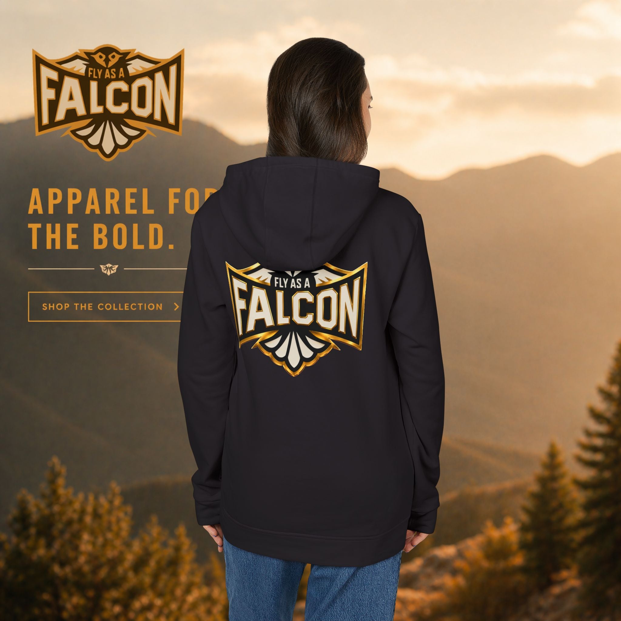 Fly As A Falcon Adidas Pullover Hoodie | Black & Gold Collection 01