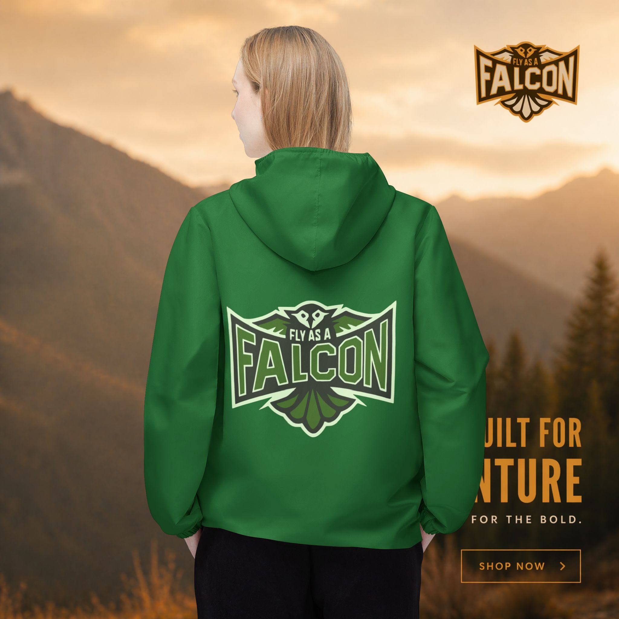 Fly As A Falcon Windbreaker Jacket | Forest Ash