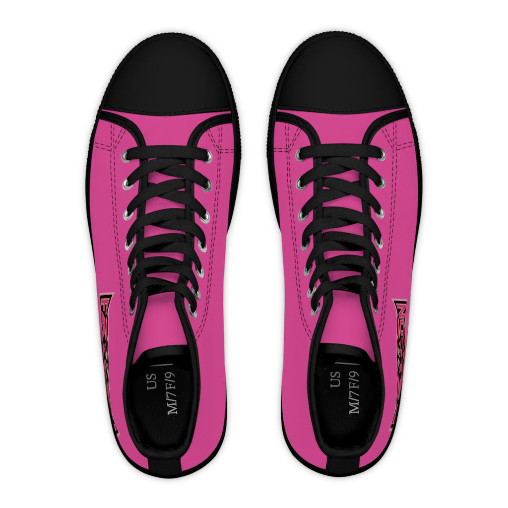 Fly As A Falcon Women’s High Top Sneakers | Wild Rose Pink Athletic Fashion Shoes