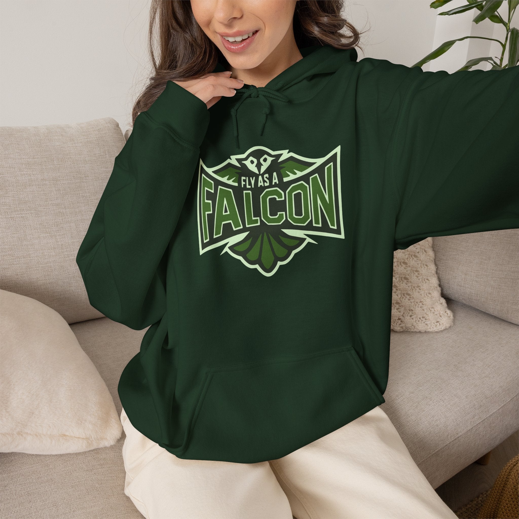 Fly As A Falcon Athletic Hoodie | Forest Ash
