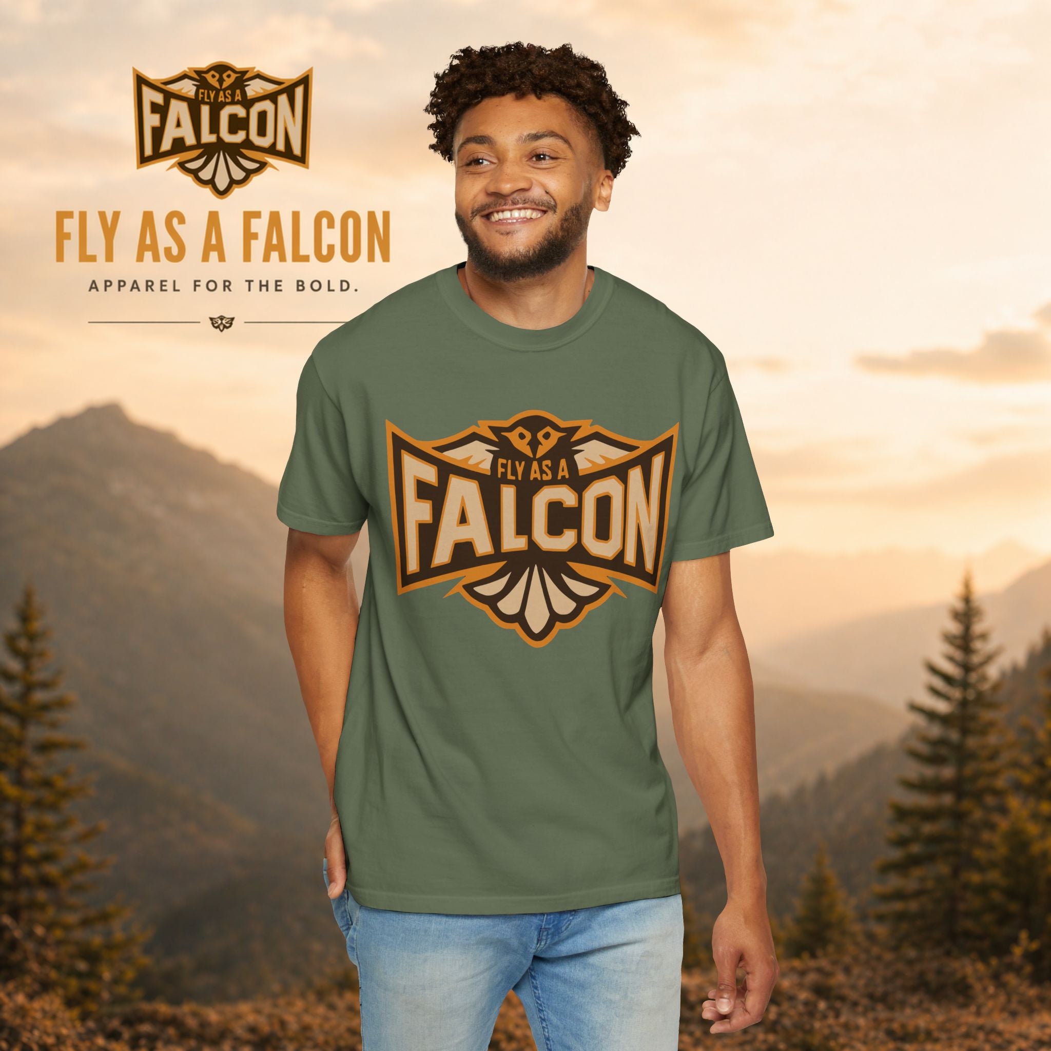 Fly As A Falcon T-Shirt | Sepia