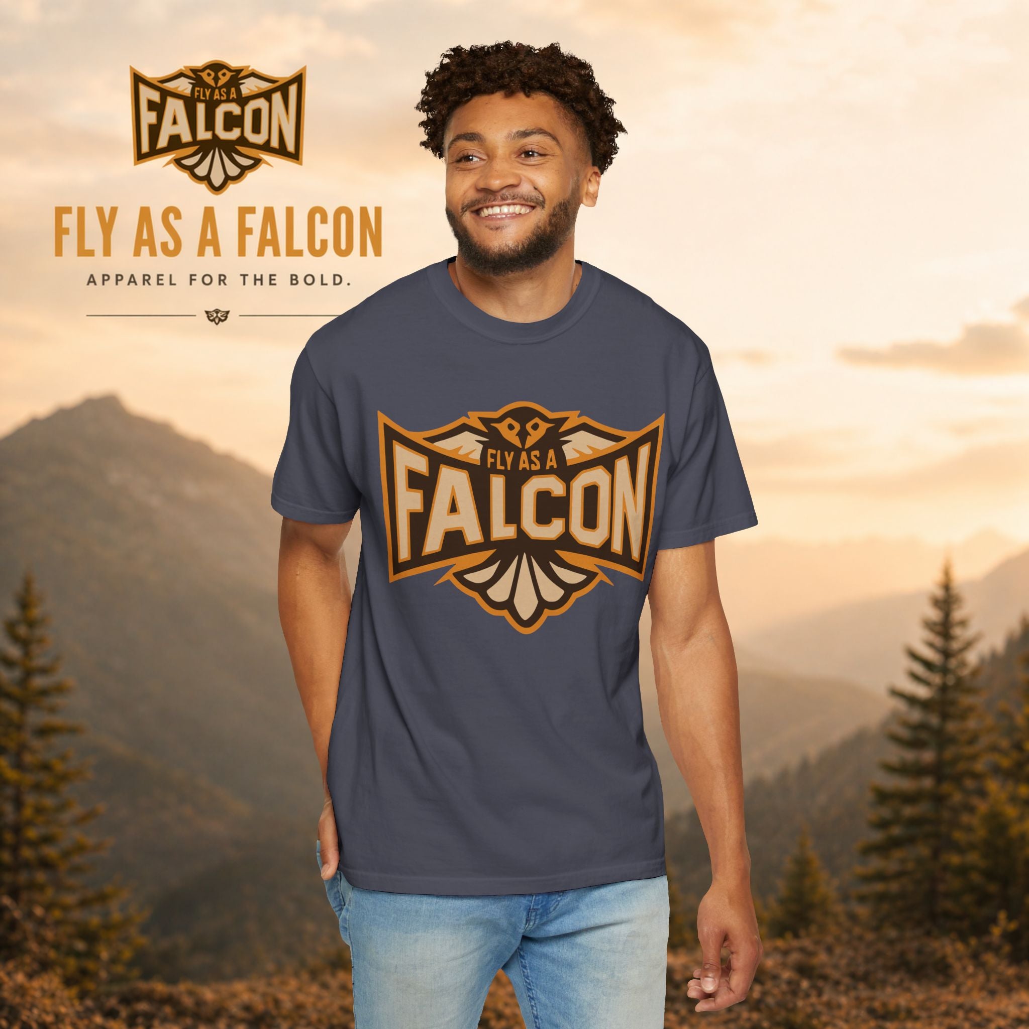 Fly As A Falcon T-Shirt | Sepia