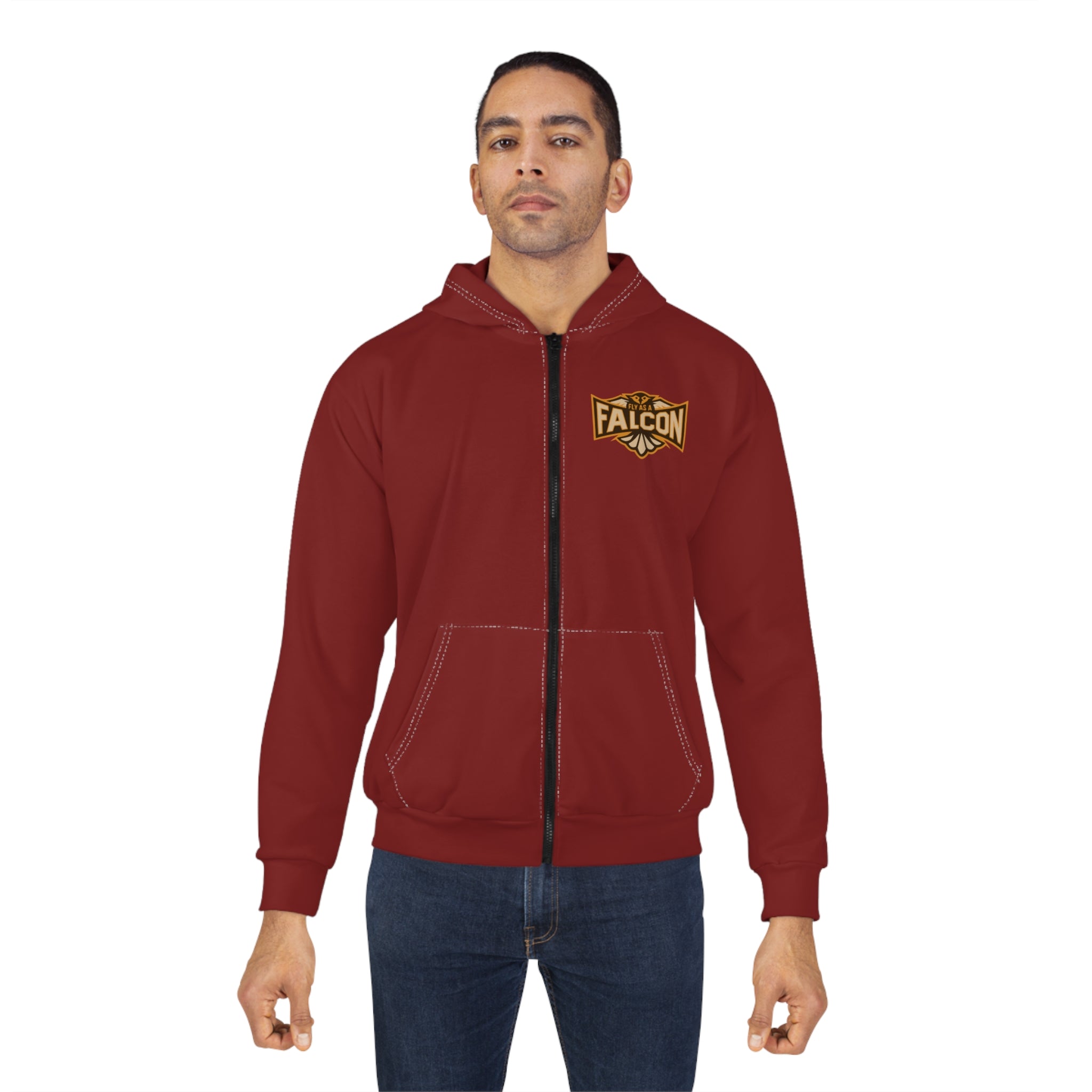 Fly As A Falcon Zip Hoodie | Sepia