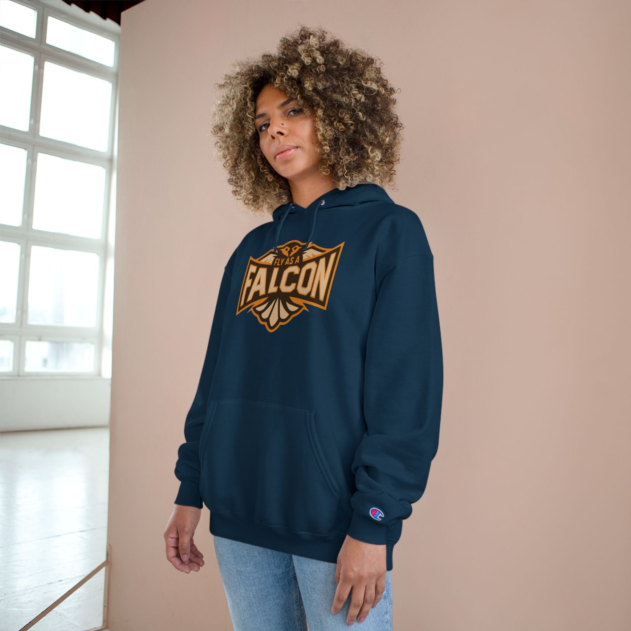 Fly As A Falcon Champion Hoodie | Sepia