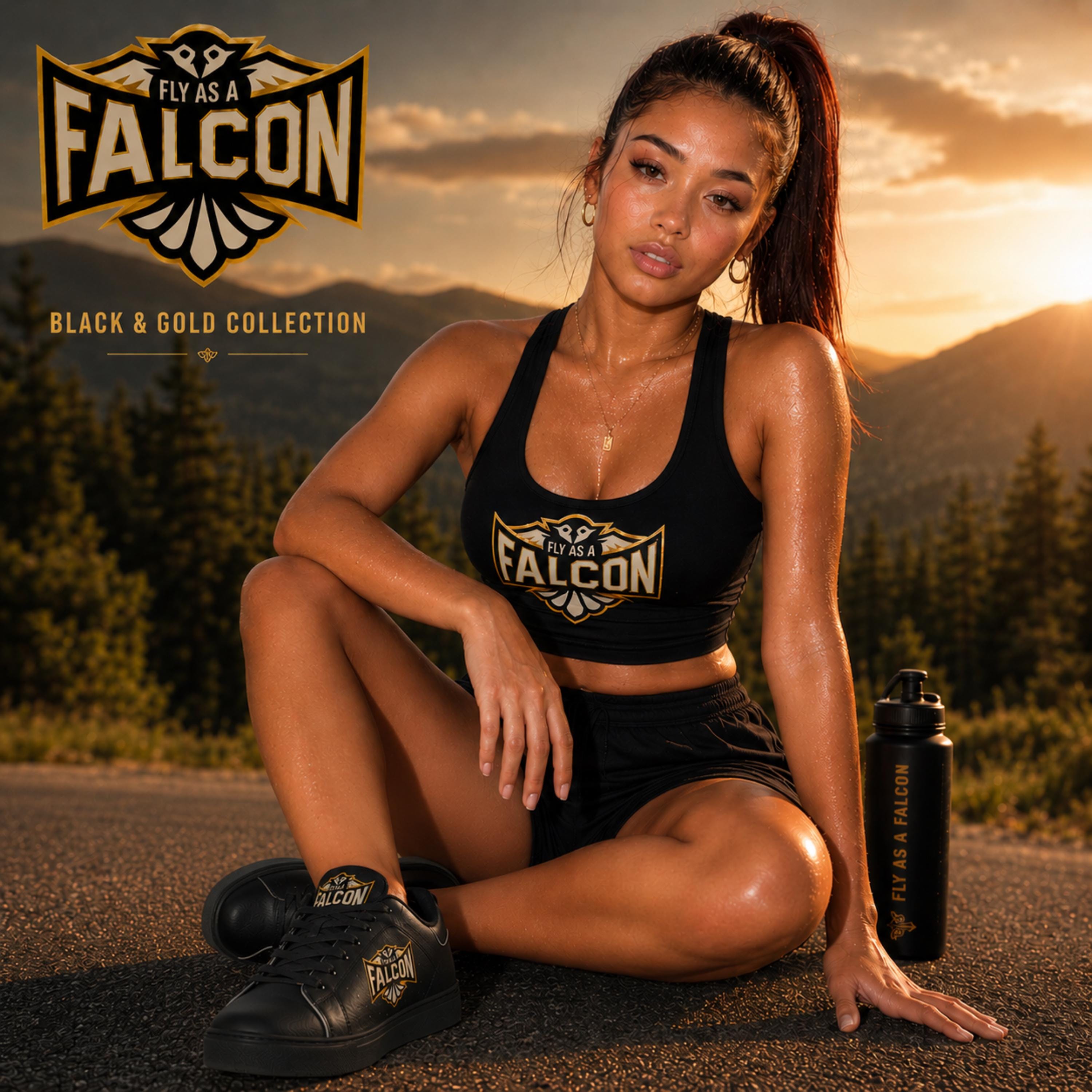 Fly As A Falcon Low-Top Sneakers Black and Gold Collection 01 product image