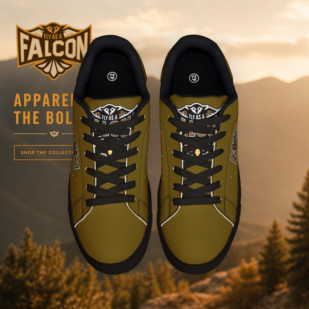 Fly As A Falcon Leather Sneakers | Golden Haze model profile