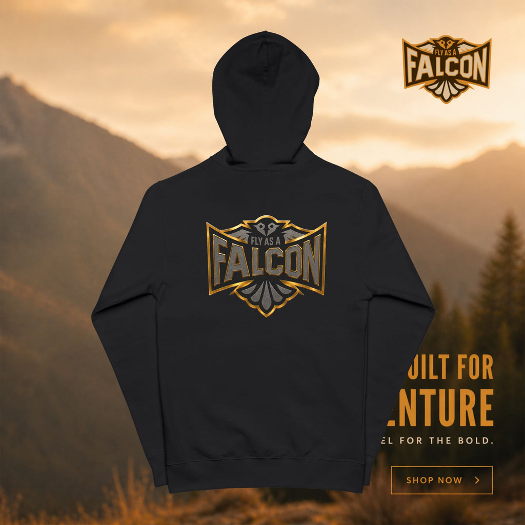 Falcon Logo Zip-Up Hoodie | Black & Gold Collection 02