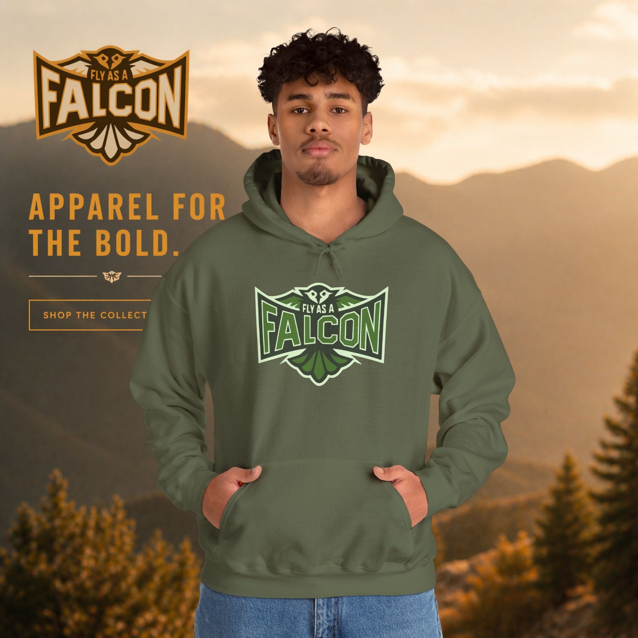Fly As A Falcon Athletic Hoodie | Forest Ash