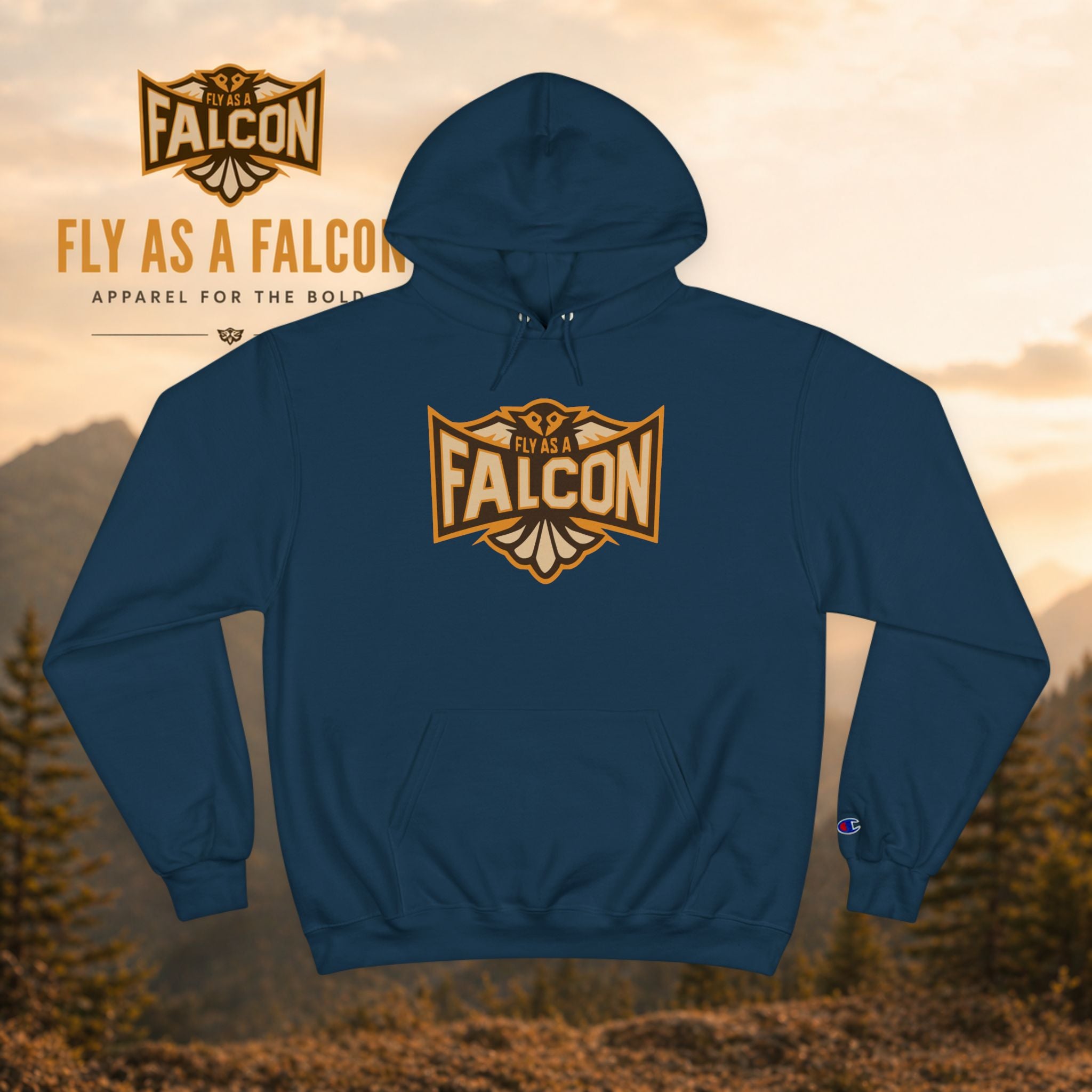 Fly As A Falcon Champion Hoodie | Sepia
