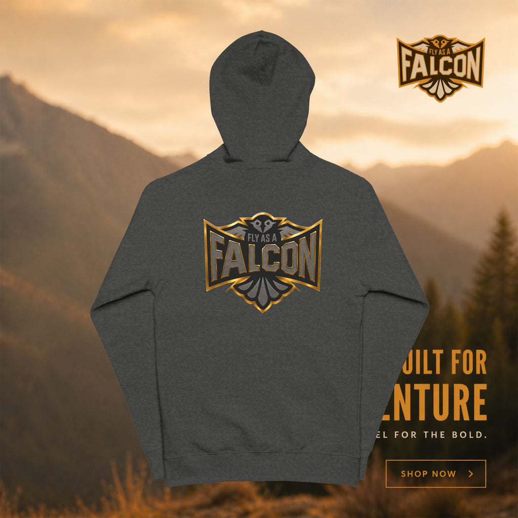 Falcon Logo Zip-Up Hoodie | Black & Gold Collection 02