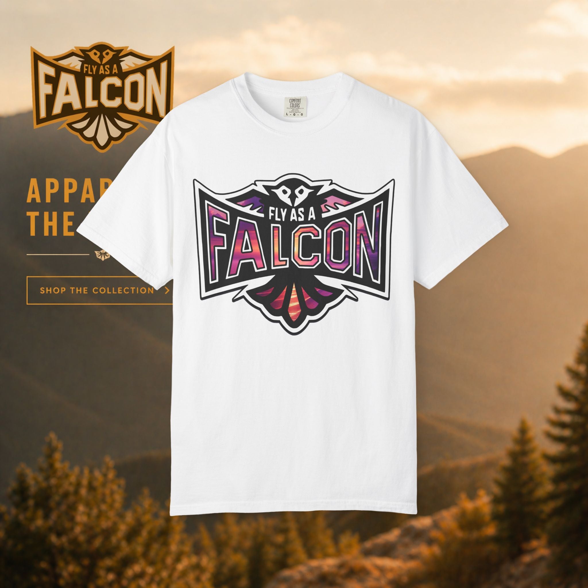Fly As A Falcon Athletic Logo T-Shirt | Ocean Set