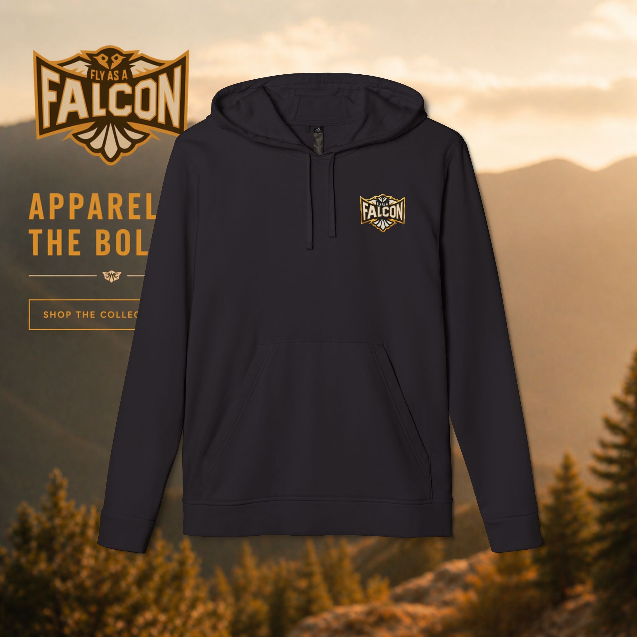 Fly As A Falcon Adidas Pullover Hoodie | Black & Gold Collection 01