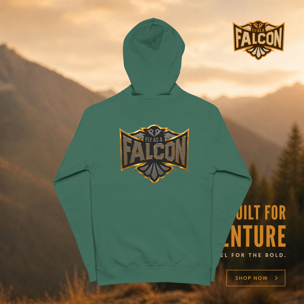 Falcon Logo Zip-Up Hoodie | Black & Gold Collection 02