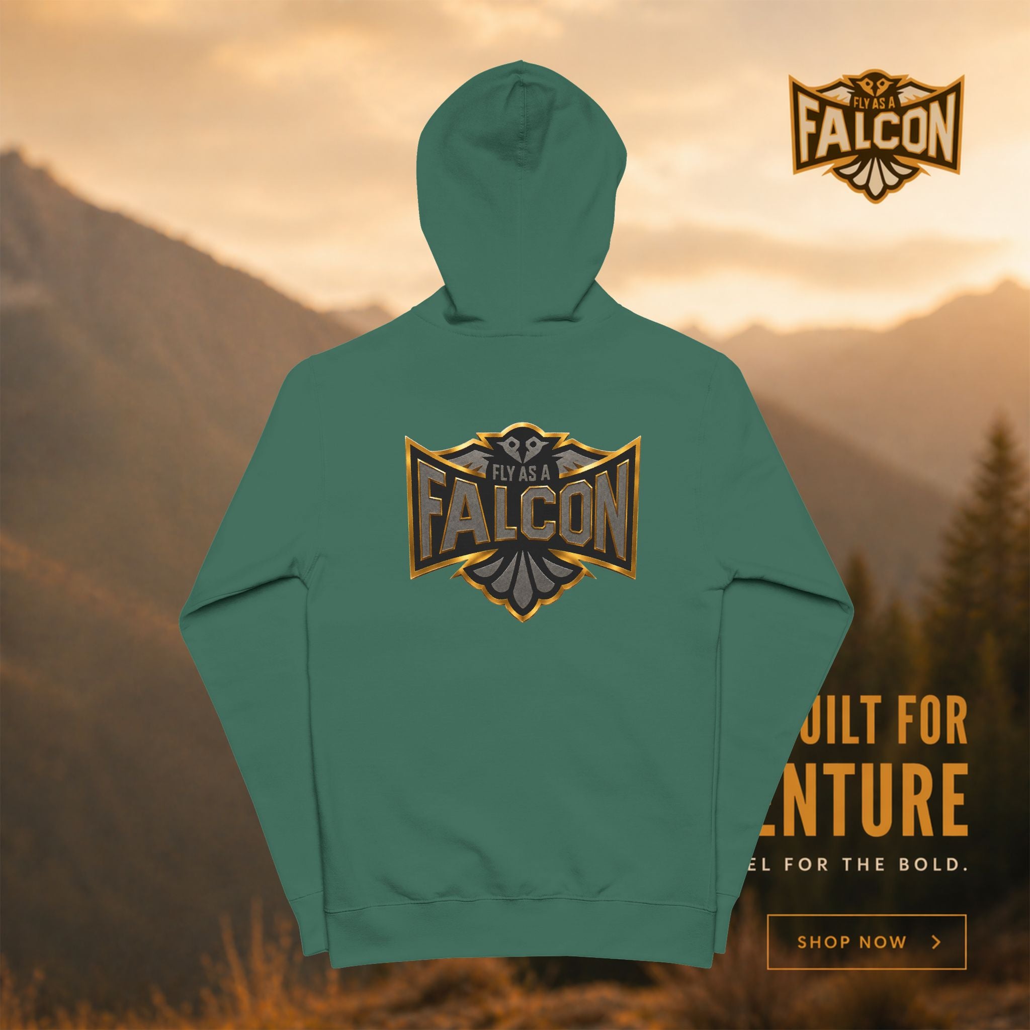 Falcon Logo Zip-Up Hoodie | Black & Gold Collection 02