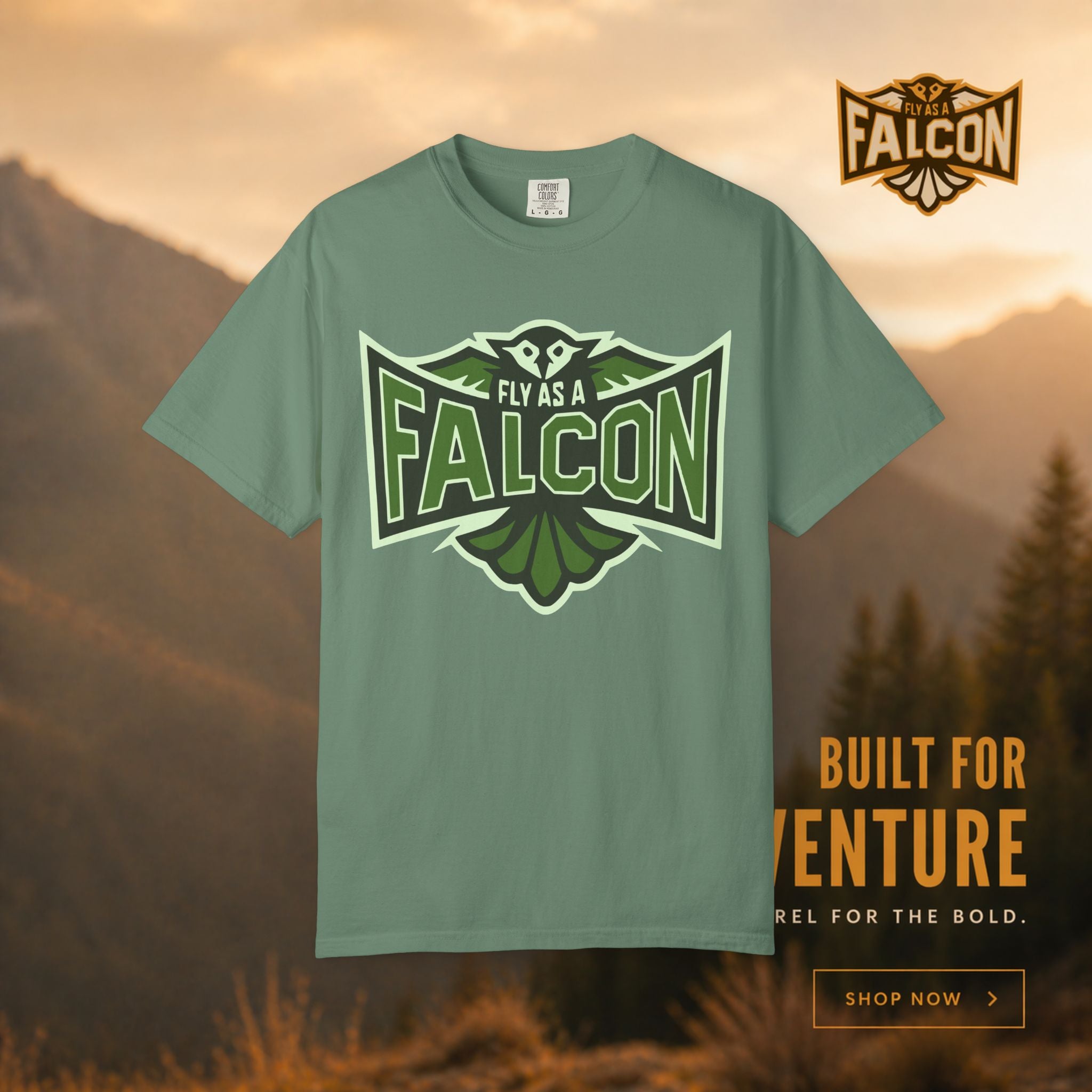 Fly As A Falcon T-Shirt | Forest Ash Retro