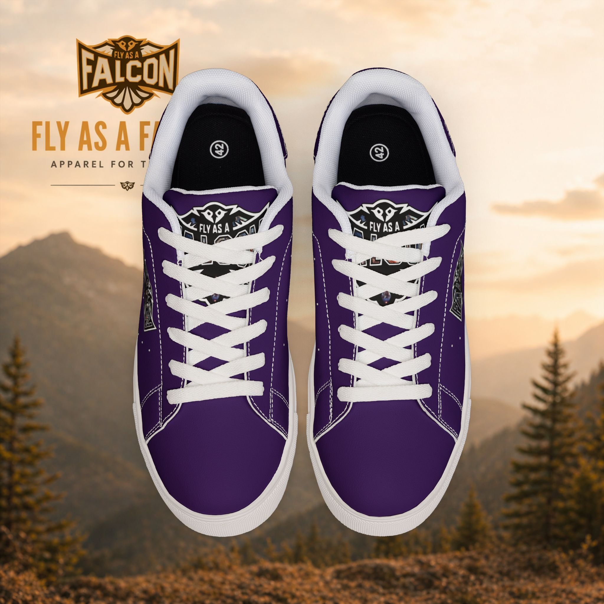 Fly As A Falcon Purple Low-Top Sneakers | Cosmos