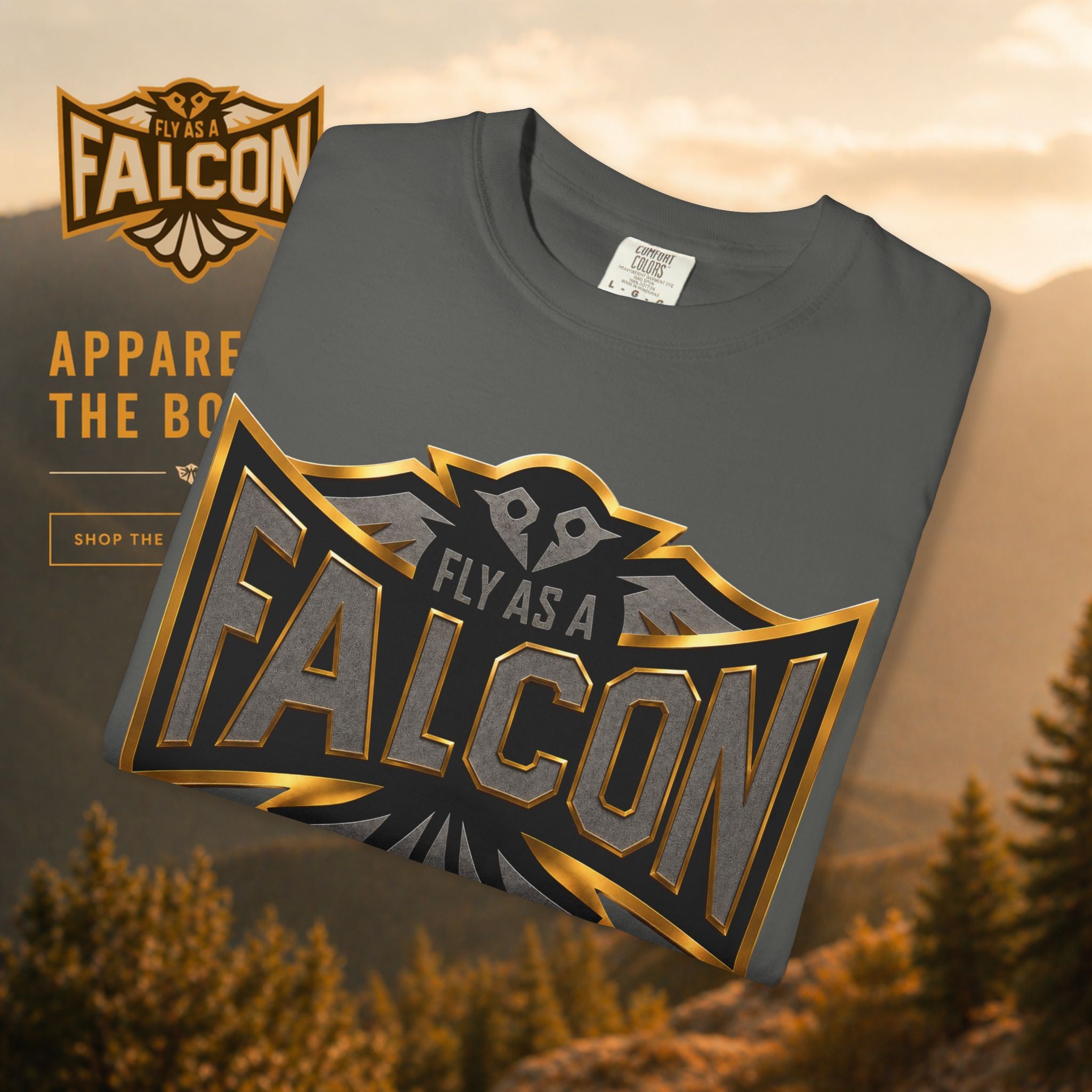 Fly As A Falcon Graphic T-Shirt | Black & Gold Collection 02