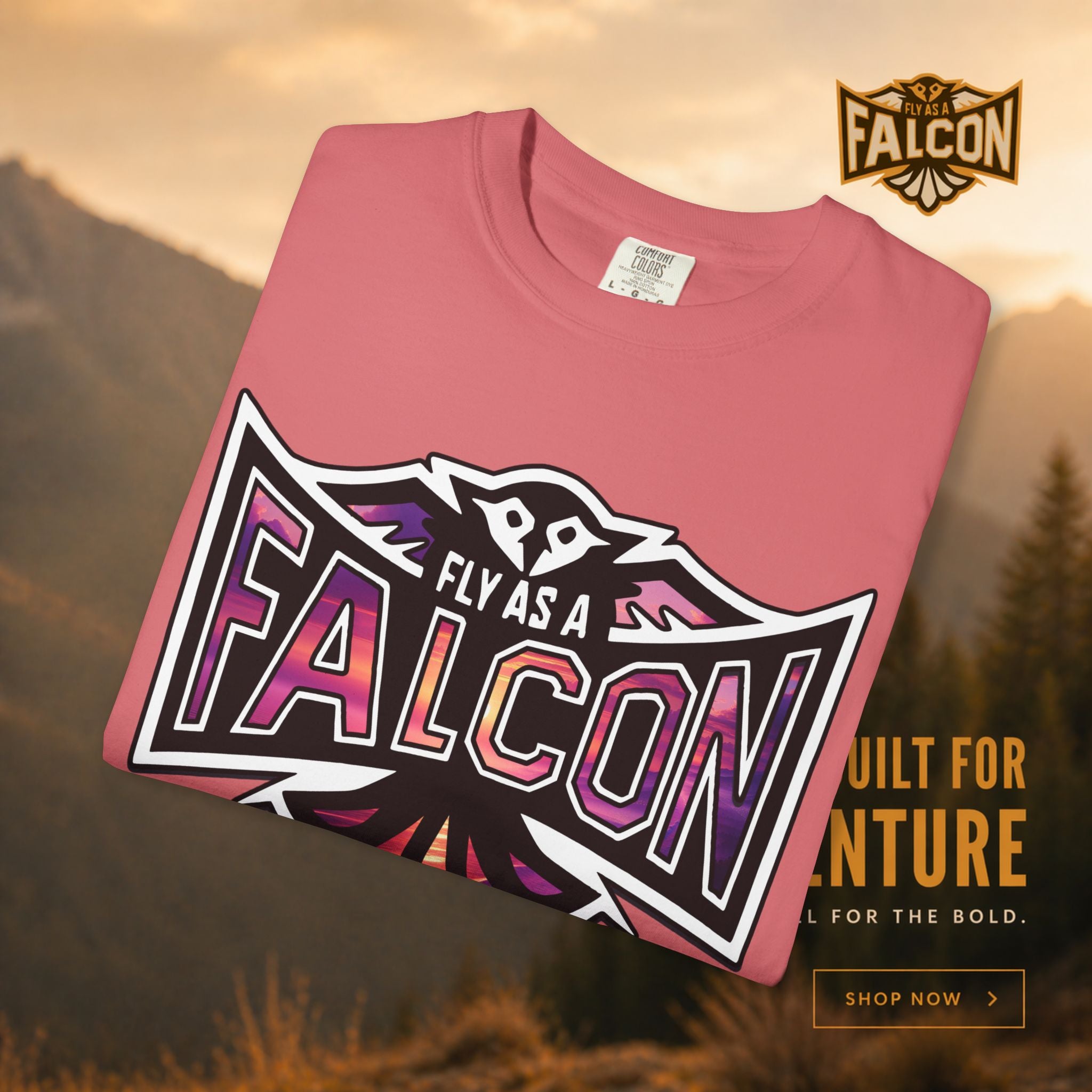 Fly As A Falcon Athletic Logo T-Shirt | Ocean Set