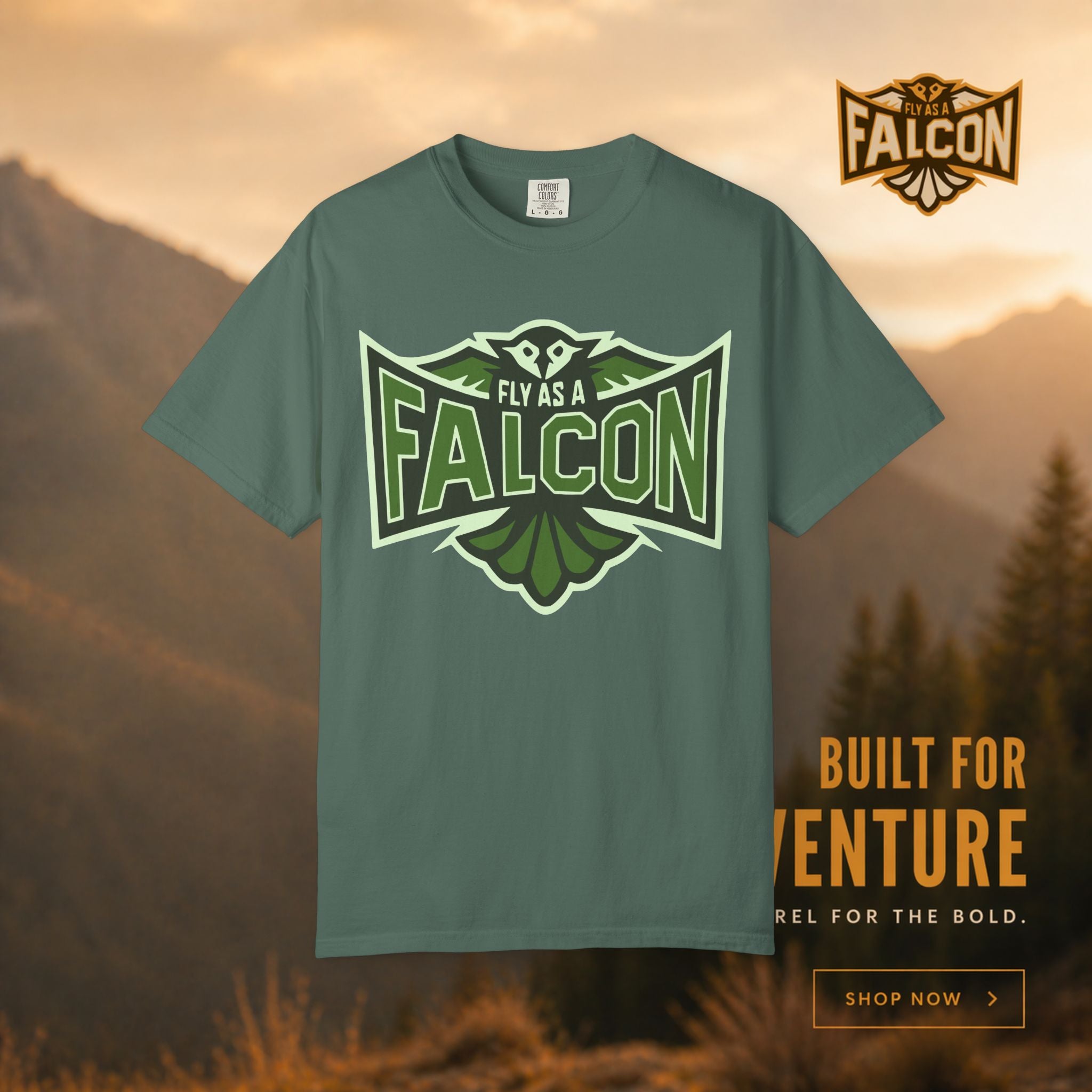 Fly As A Falcon T-Shirt | Forest Ash Retro
