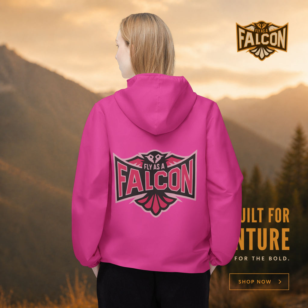 Fly As A Falcon Hooded Windbreaker Jacket | Wild Rose