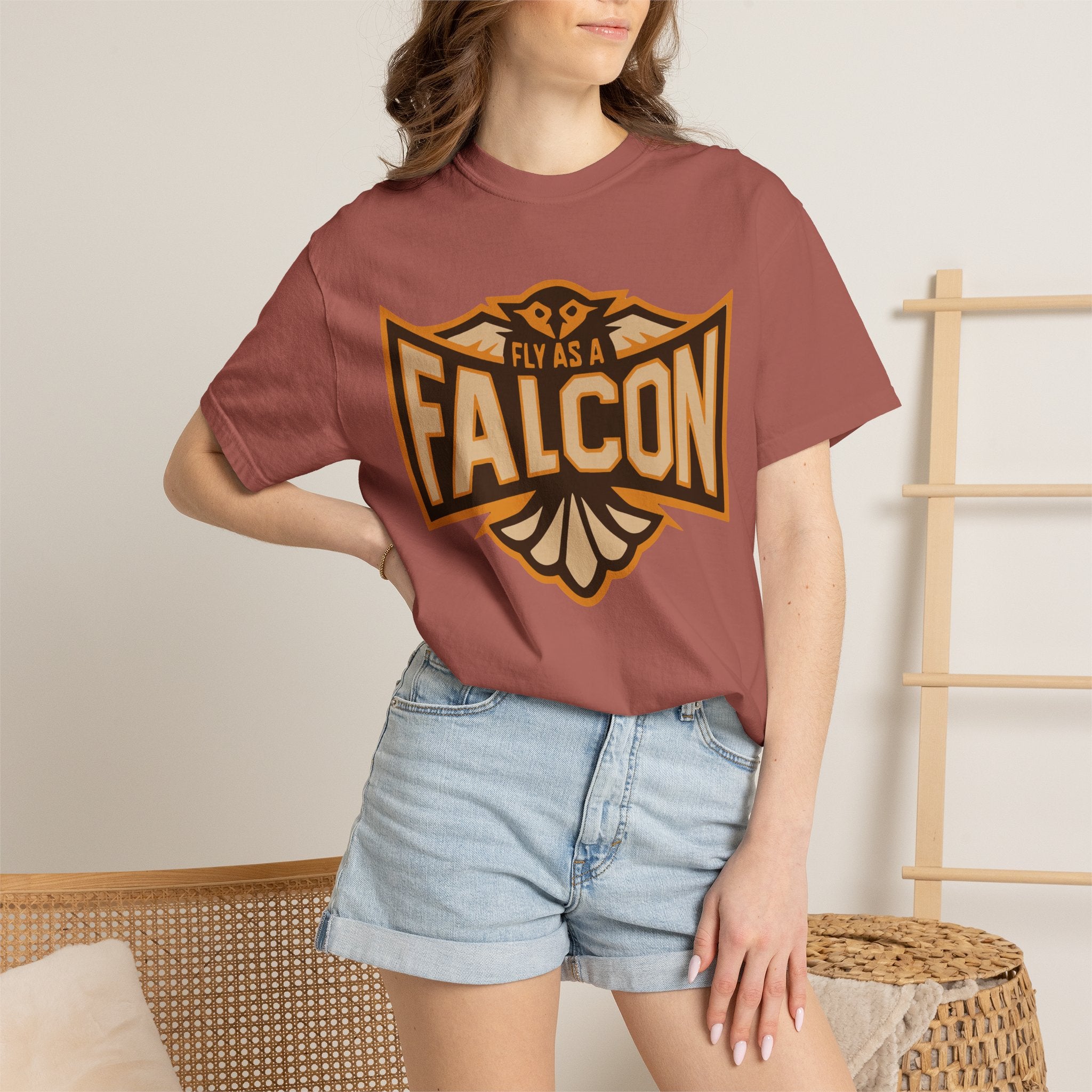 Fly As A Falcon T-Shirt | Sepia