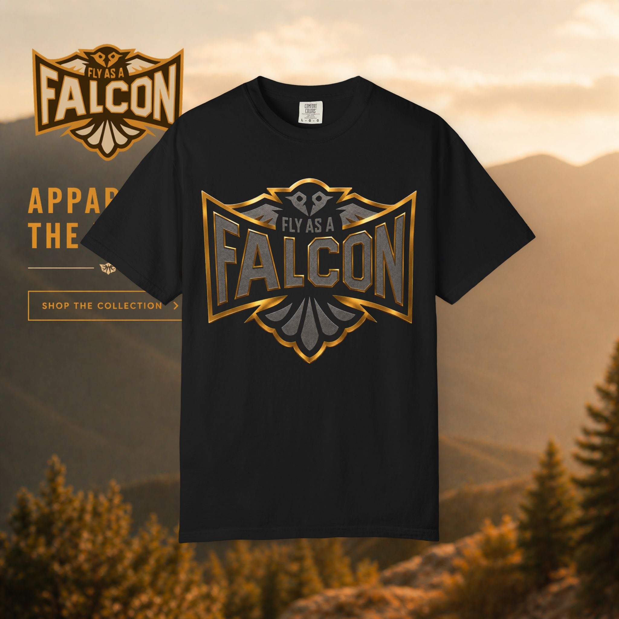 Fly As A Falcon Graphic T-Shirt | Black & Gold Collection 02