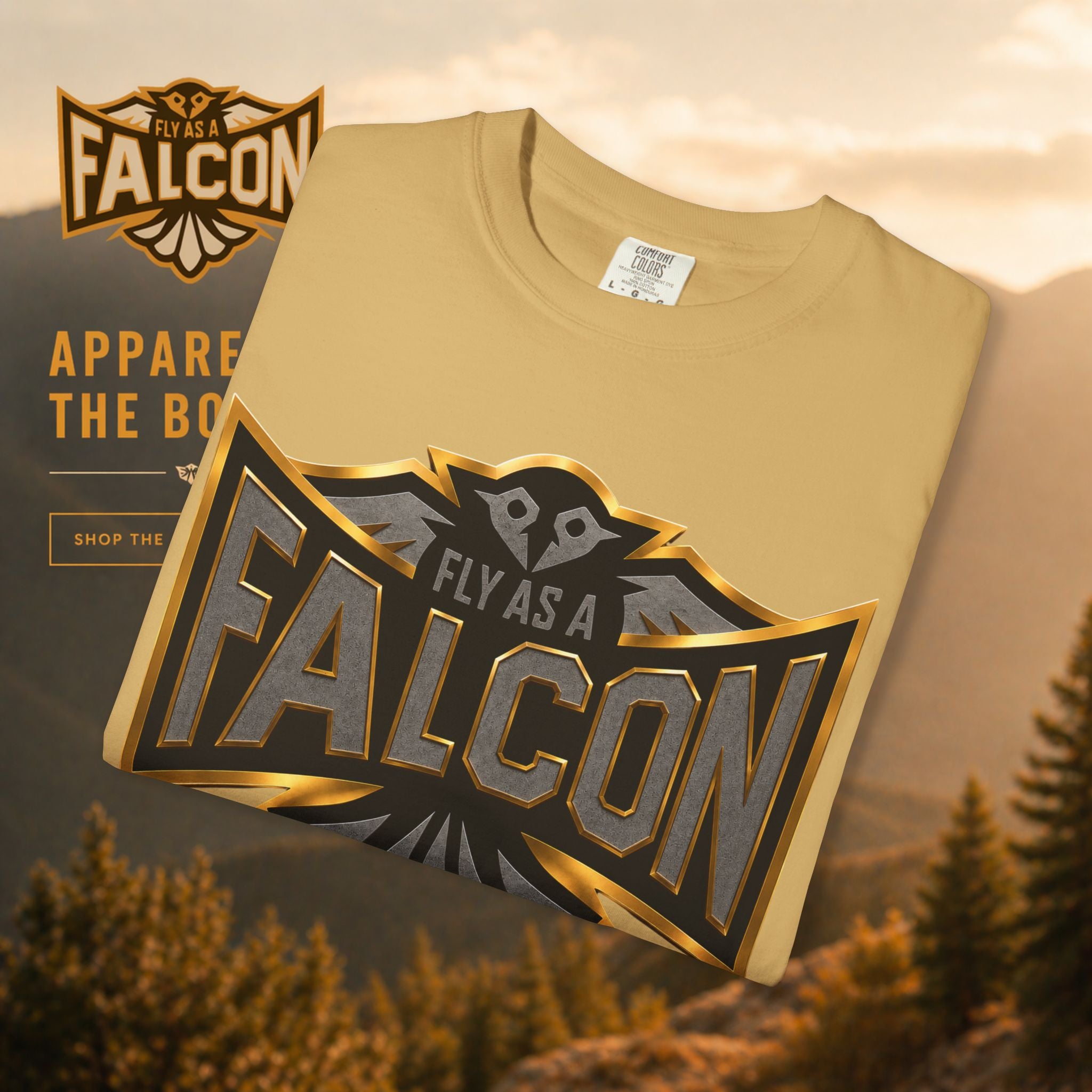Fly As A Falcon Graphic T-Shirt | Black & Gold Collection 02