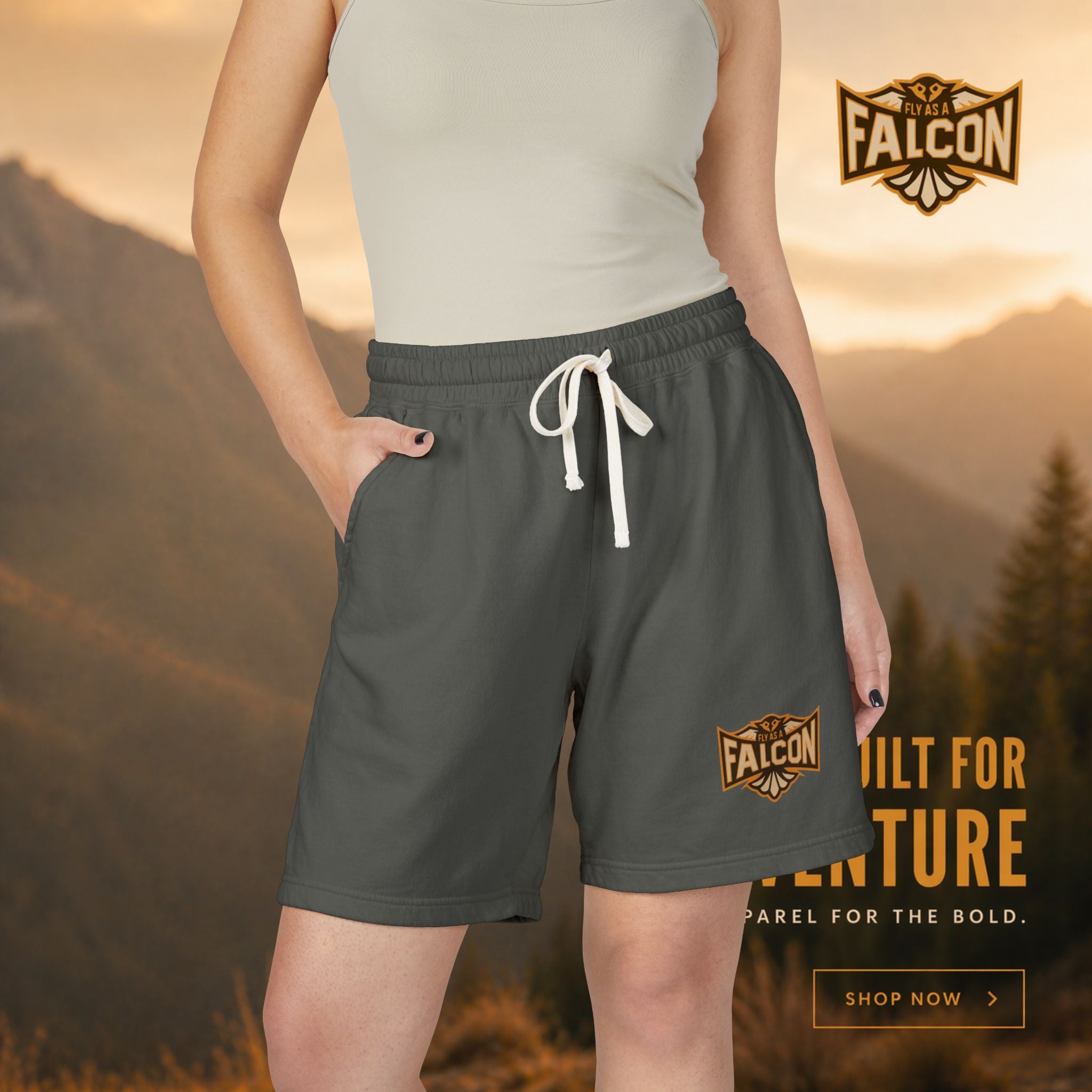 Fly As A Falcon Fleece Sweat Shorts | Sepia