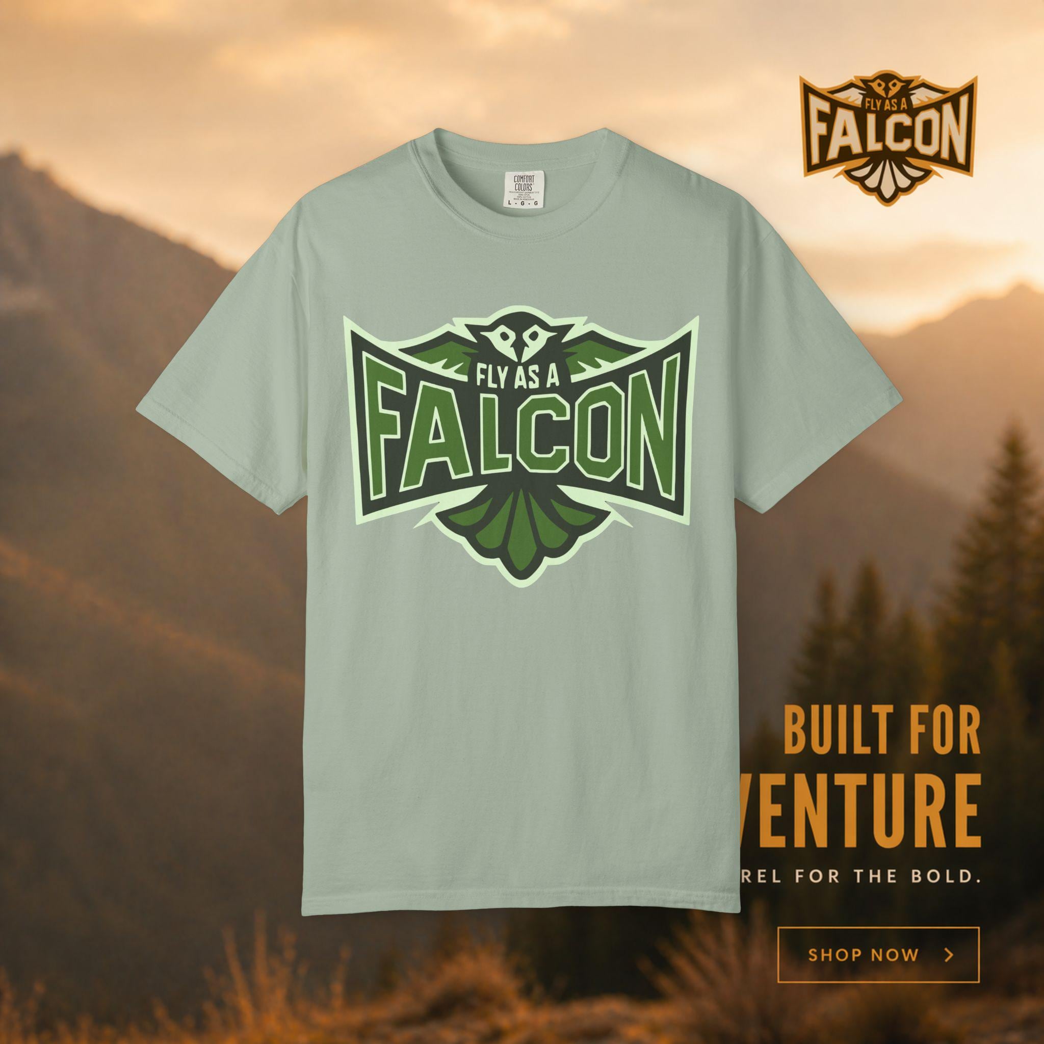 Fly As A Falcon T-Shirt | Forest Ash Retro model profile