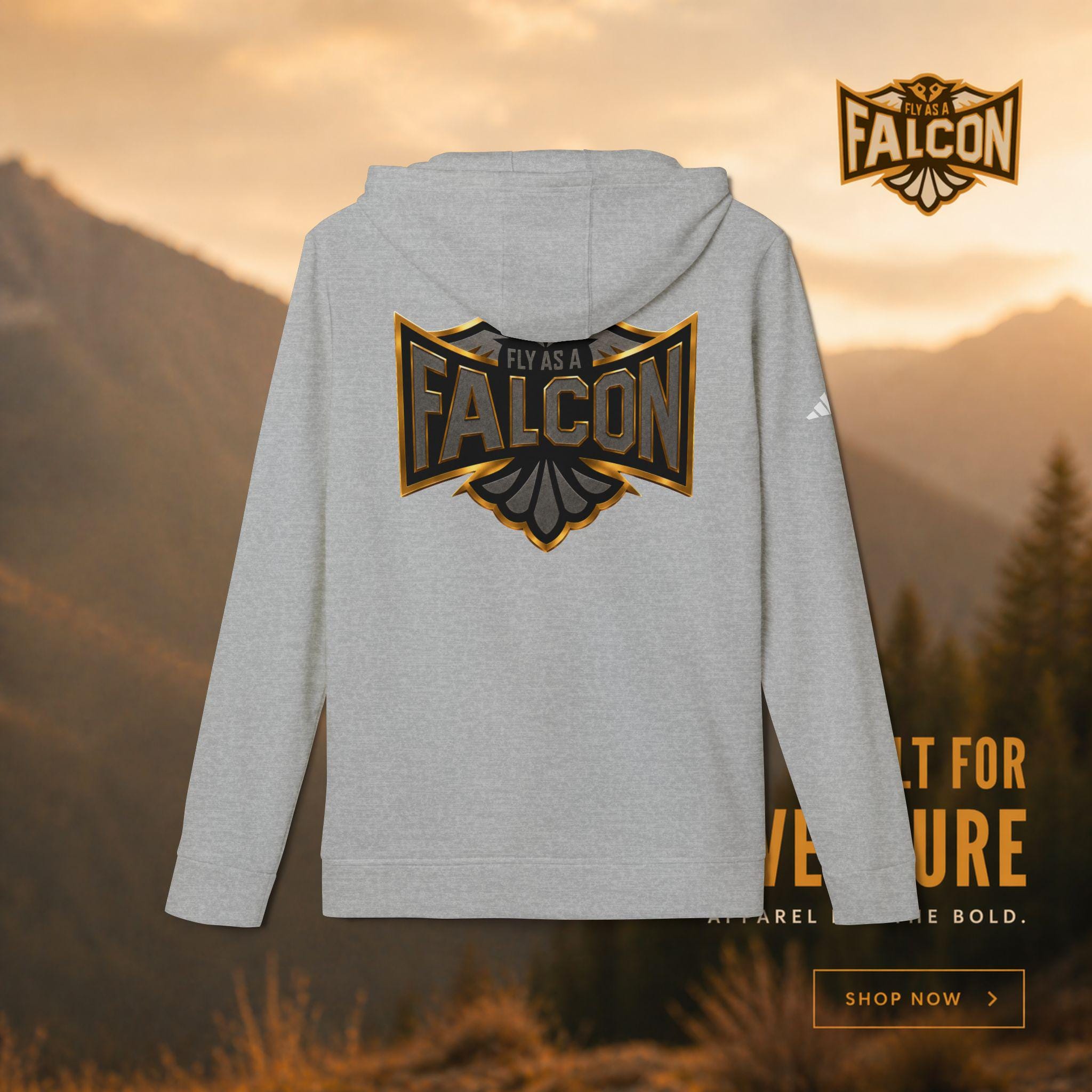 Fly As A Falcon Adidas Pullover Hoodie Black and Gold Collection 02 alternate view